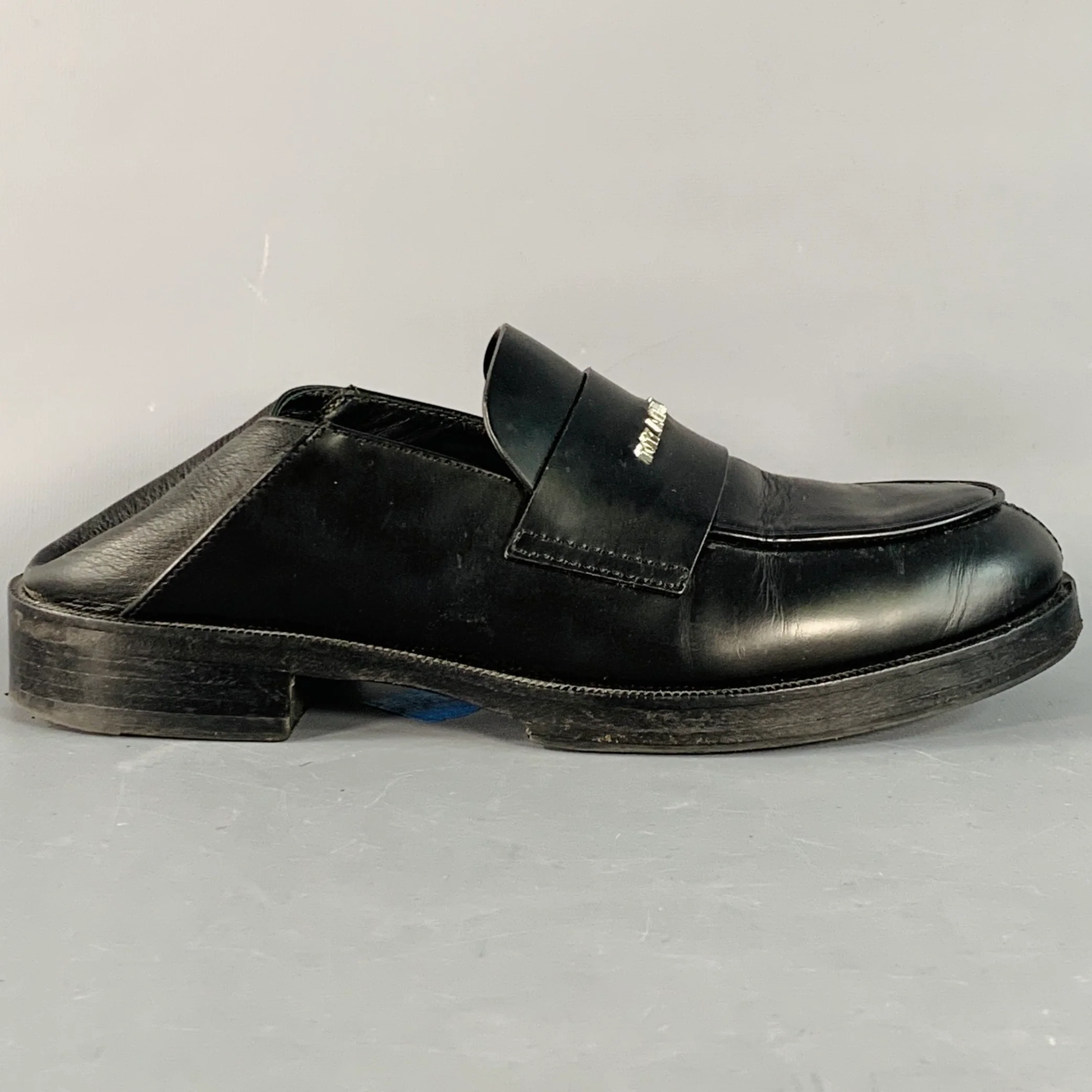 1017 ALYX 9SM Size 8 Black Silver Leather Slip On Loafers - Image 3