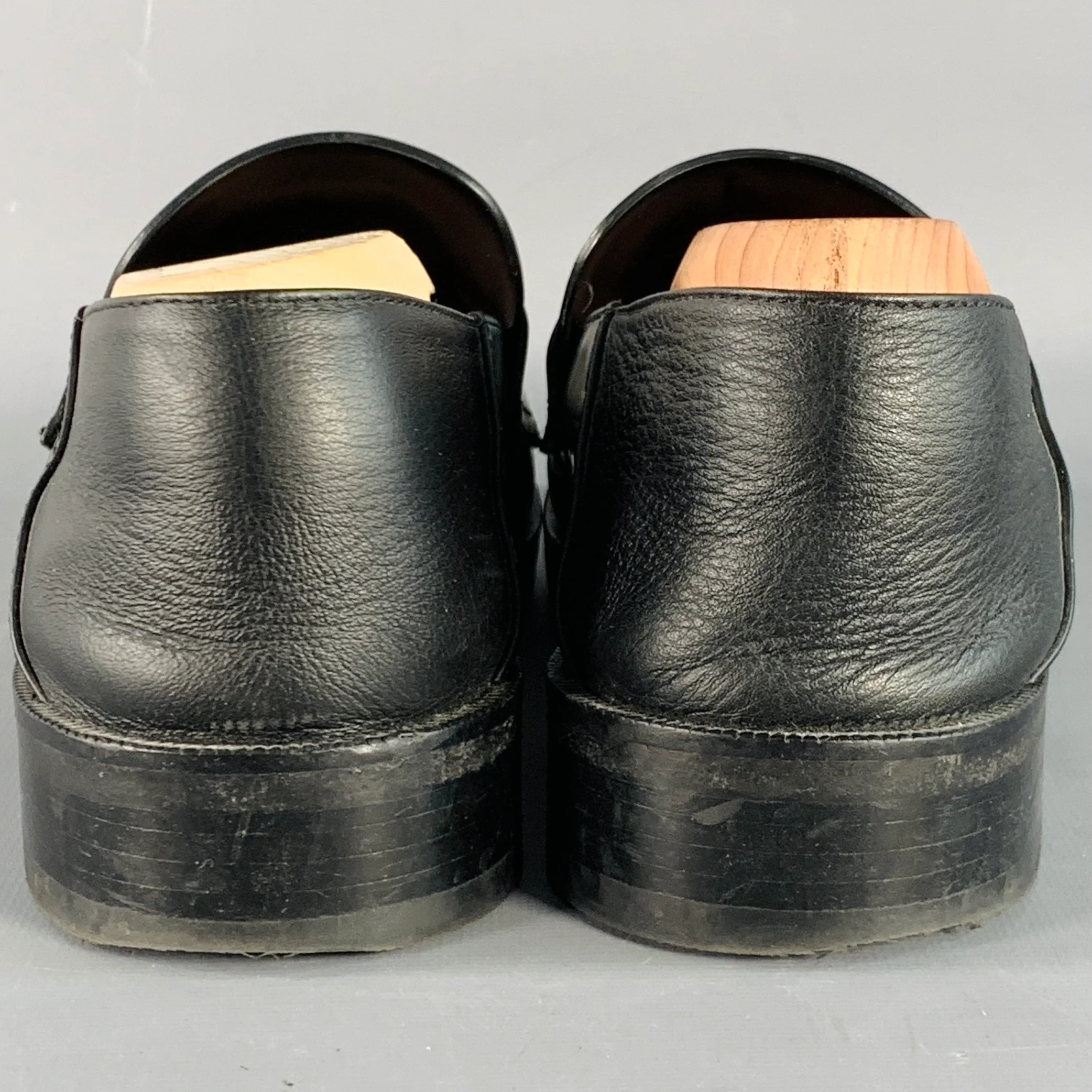 1017 ALYX 9SM Size 8 Black Silver Leather Slip On Loafers - Image 4