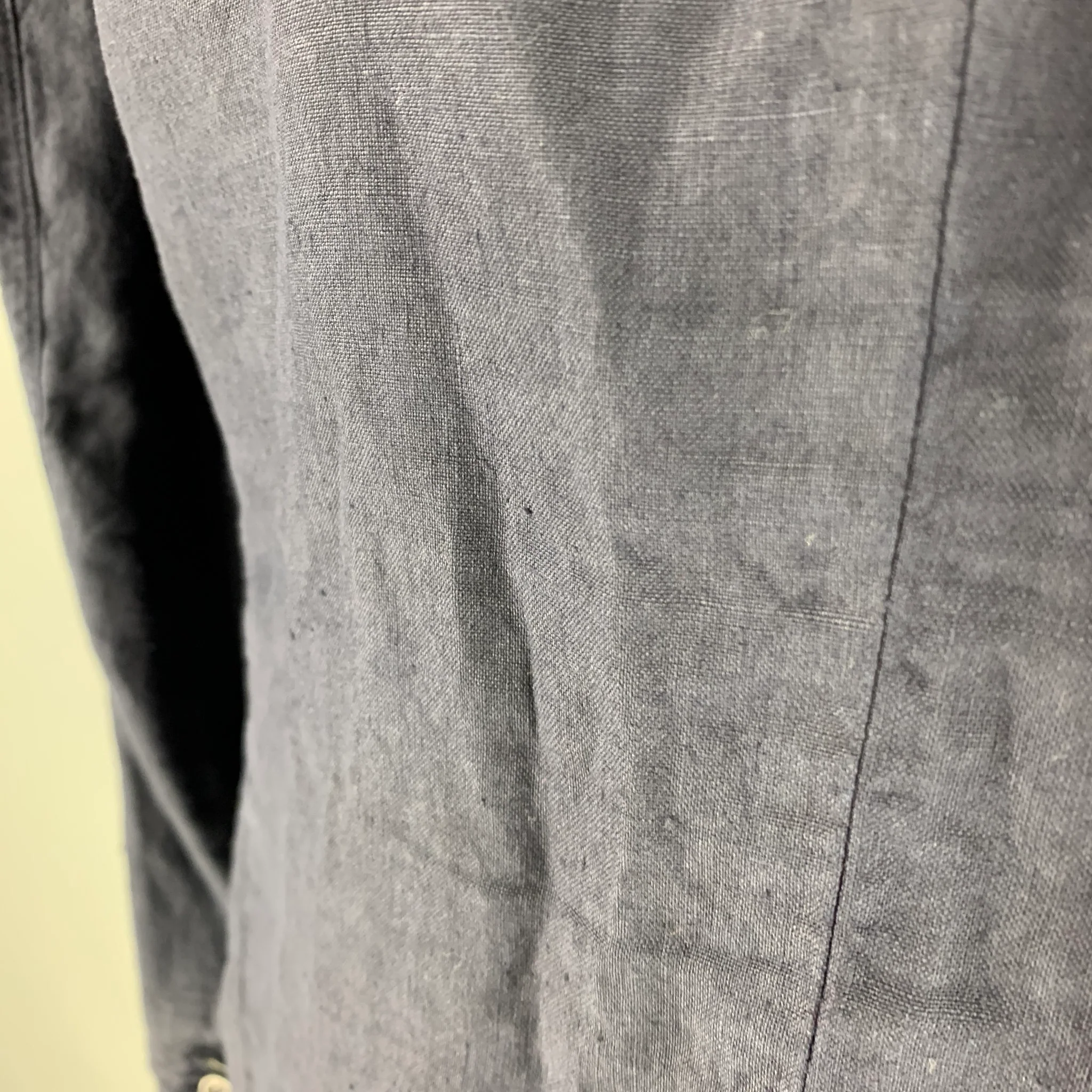 120% LINO Size 46 Navy Linen Notch Lapel Sport Coat - Image 4