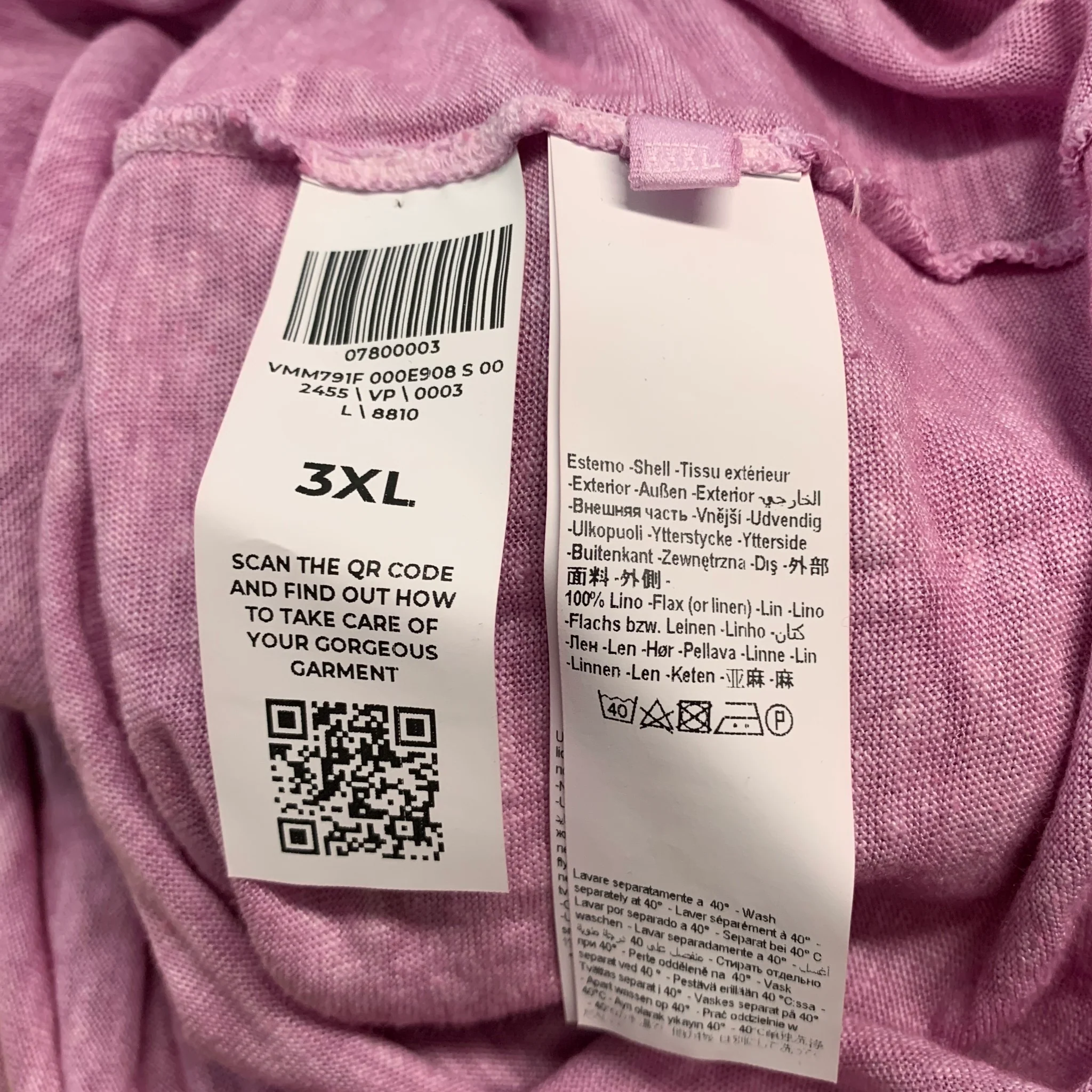 120% LINO Size 46 Pink Linen Henley Pullover - Image 7