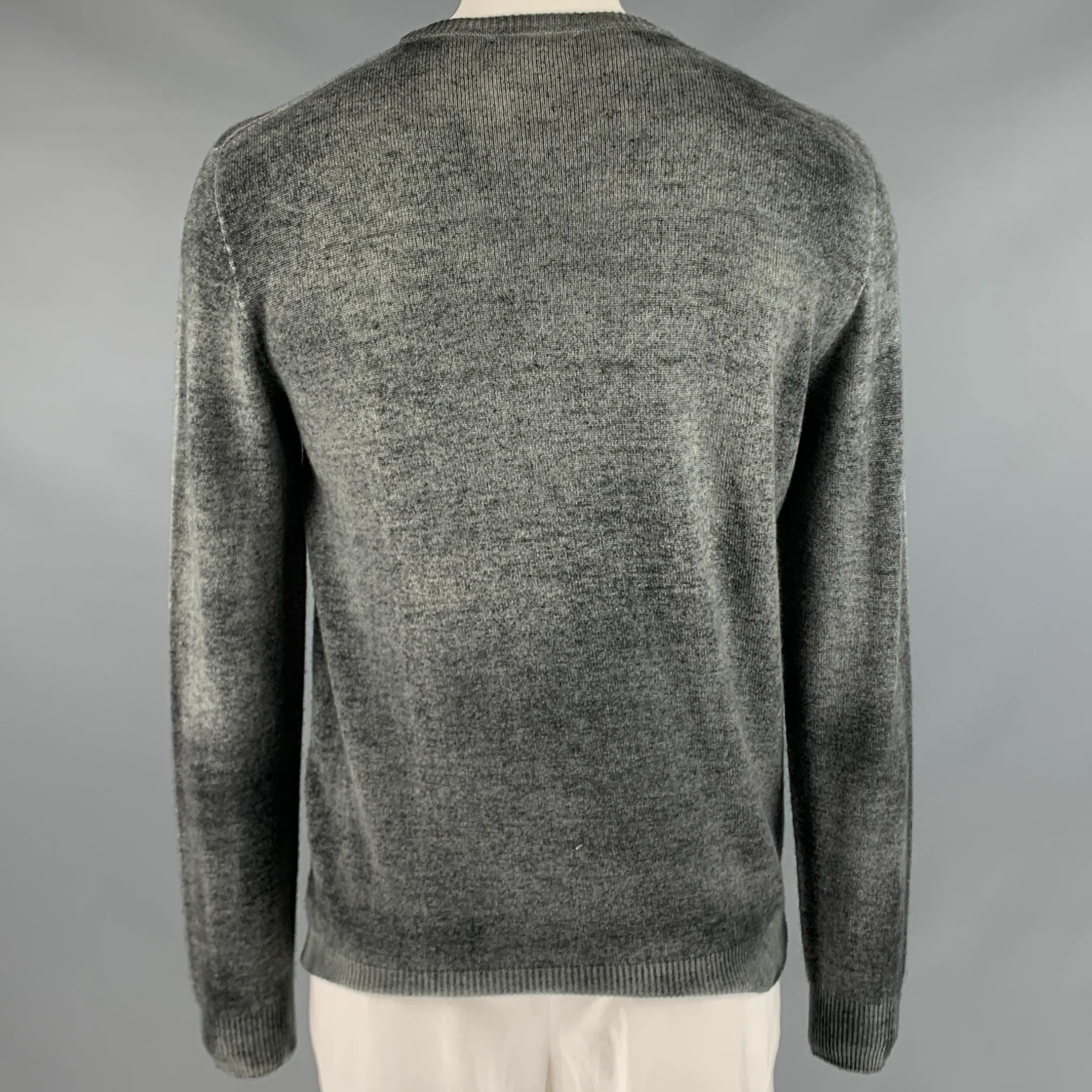 120% LINO Size XL Grey Dyed Cashmere Wool Crew-Neck Pullover - Image 3
