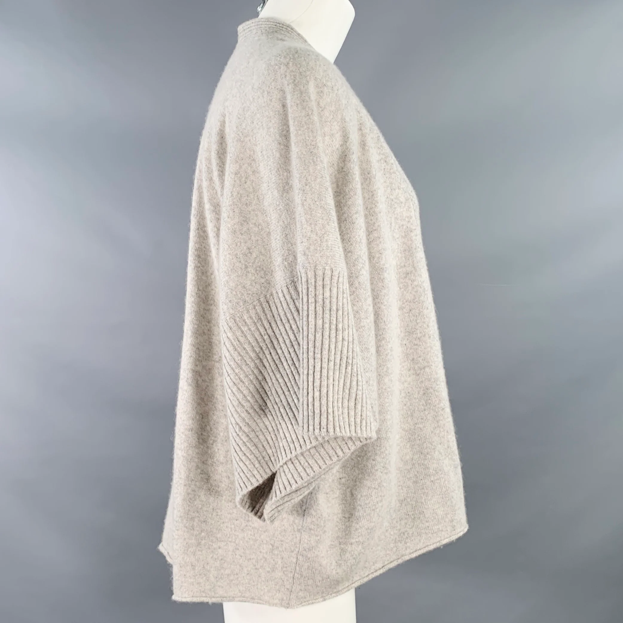27 MILES Size XS/S Grey Cashmere Dolman Sleeve Open Front Knit Cardigan - Image 3