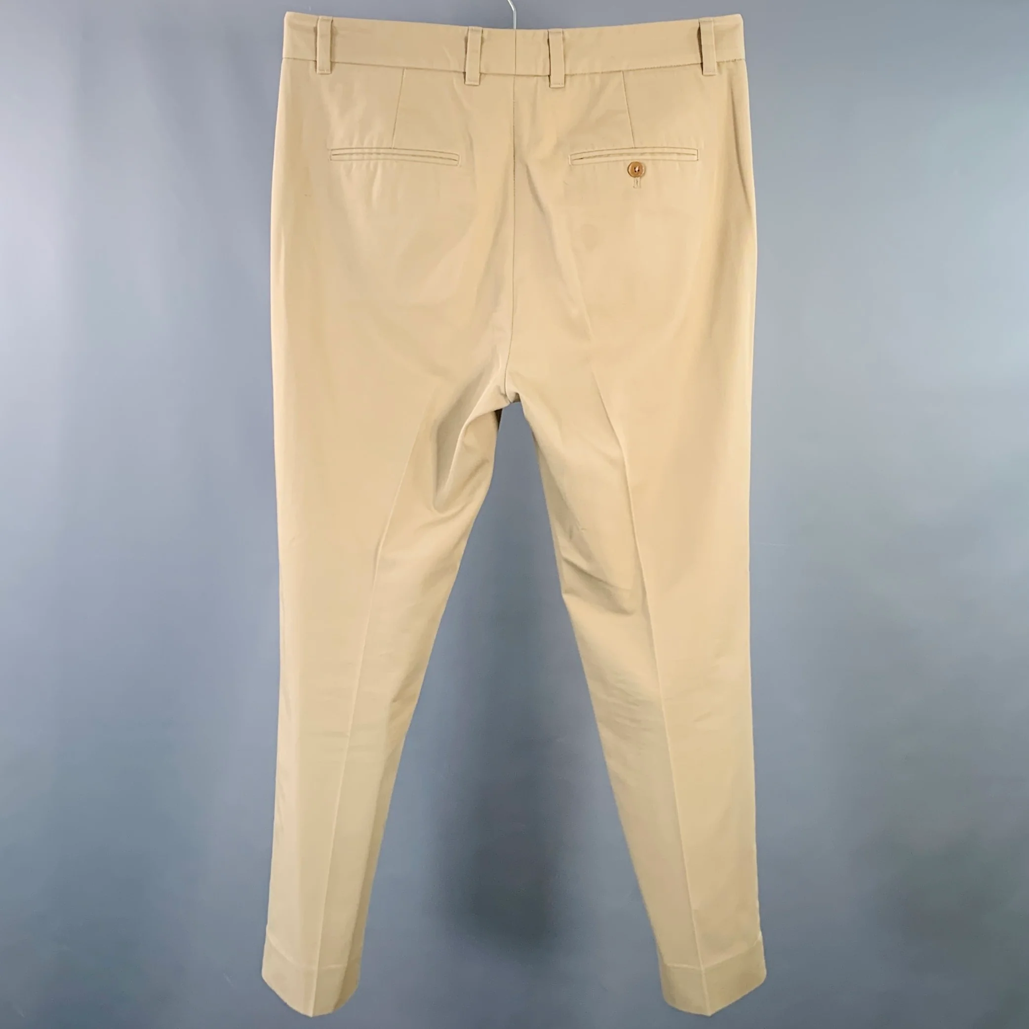 3.1 PHILLIP LIM Size 32 Tan Twill Polyester Cotton Flat Front Tapered Casual Pants - Image 2