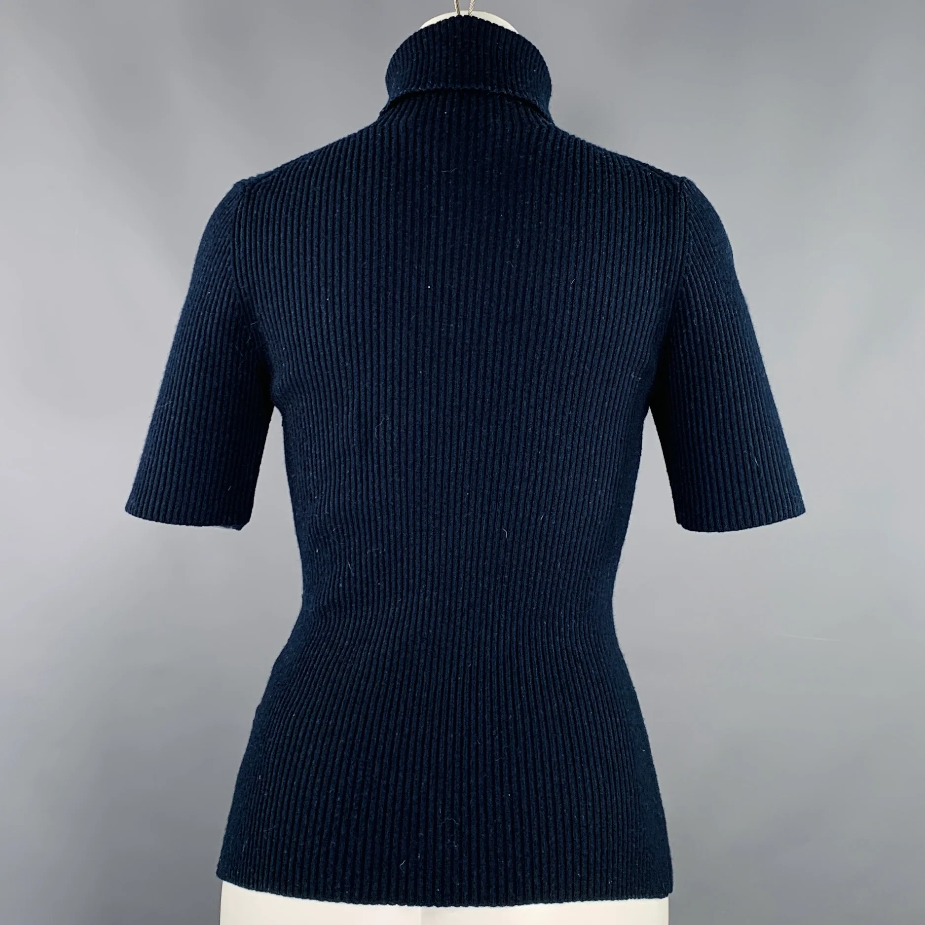 3.1 PHILLIP LIM Size M Navy Wool Blend Ribbed Pullover - Image 3