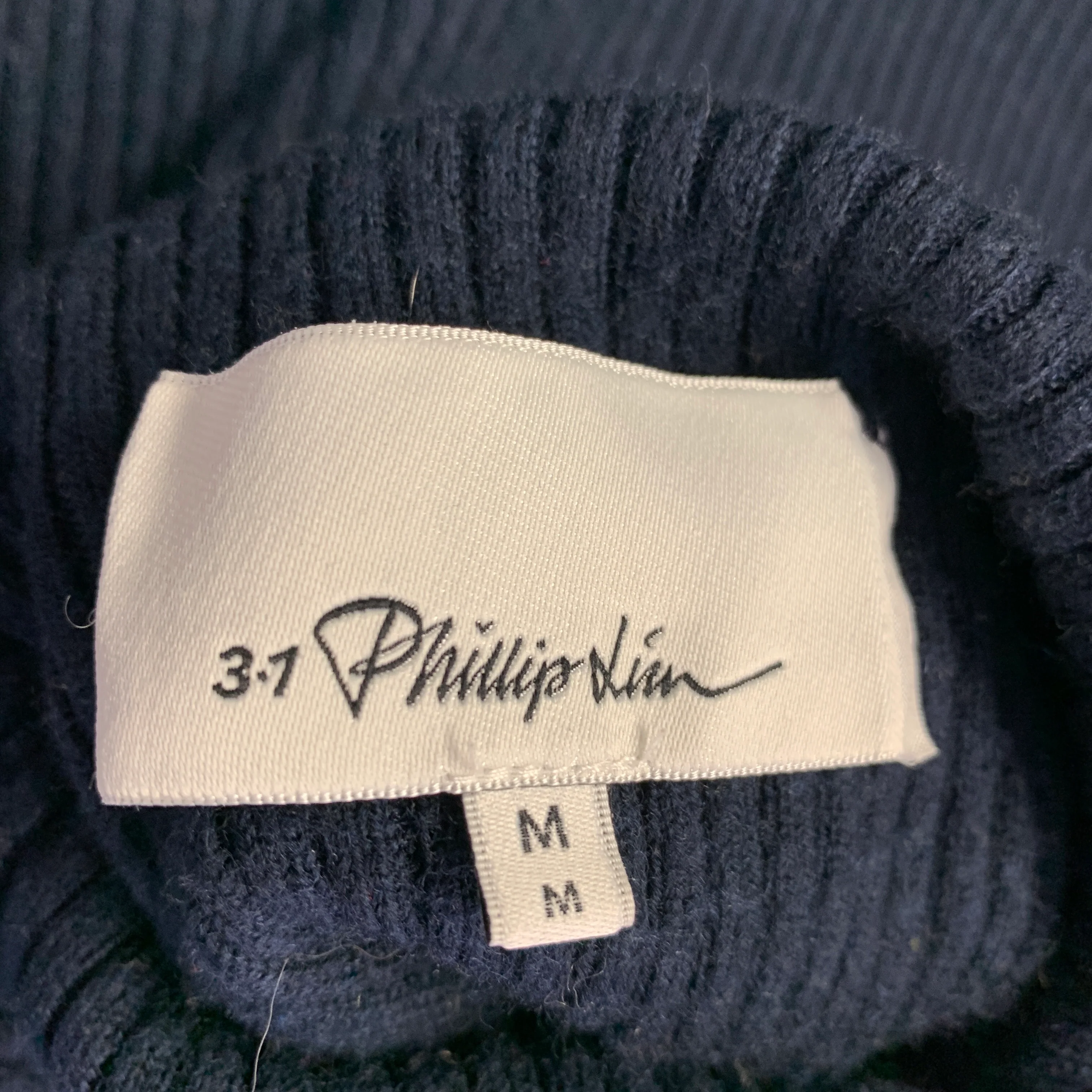 3.1 PHILLIP LIM Size M Navy Wool Blend Ribbed Pullover - Image 4