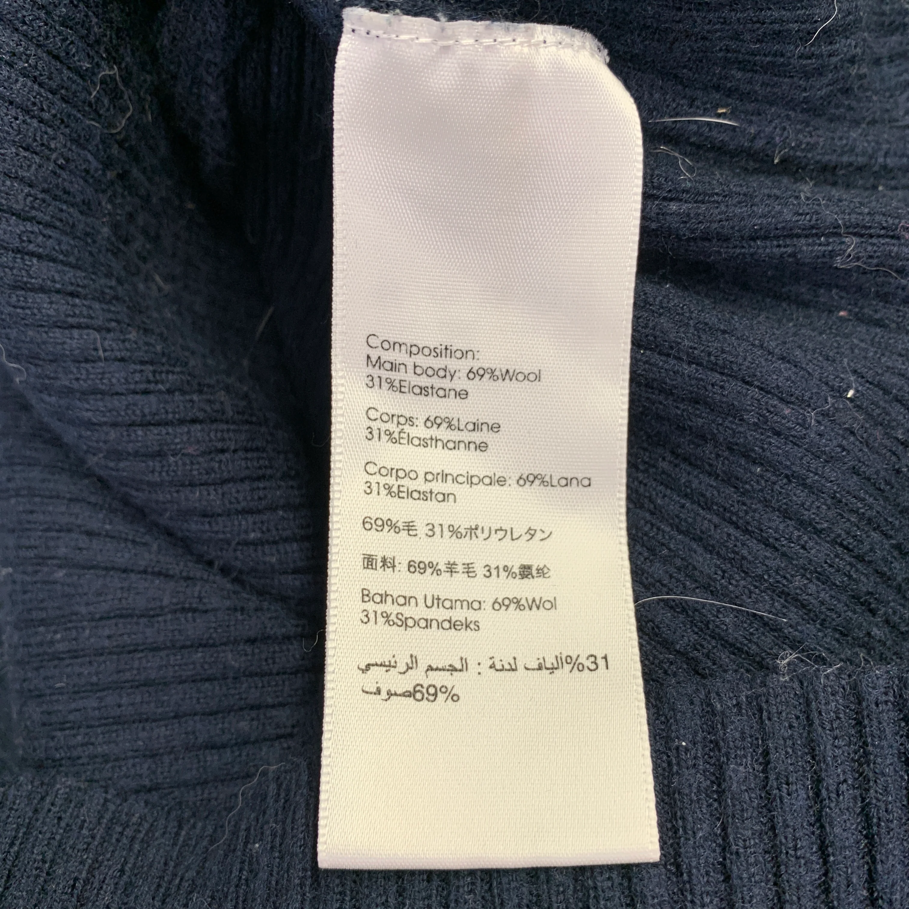 3.1 PHILLIP LIM Size M Navy Wool Blend Ribbed Pullover - Image 5