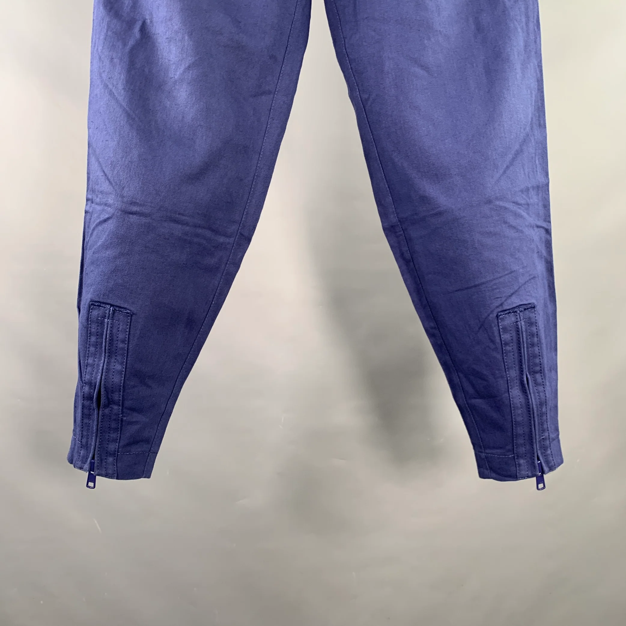 3.1 PHILLIP LIM Size XS Blue Cotton Linen High Waisted Drawstring Casual Pants - Image 2