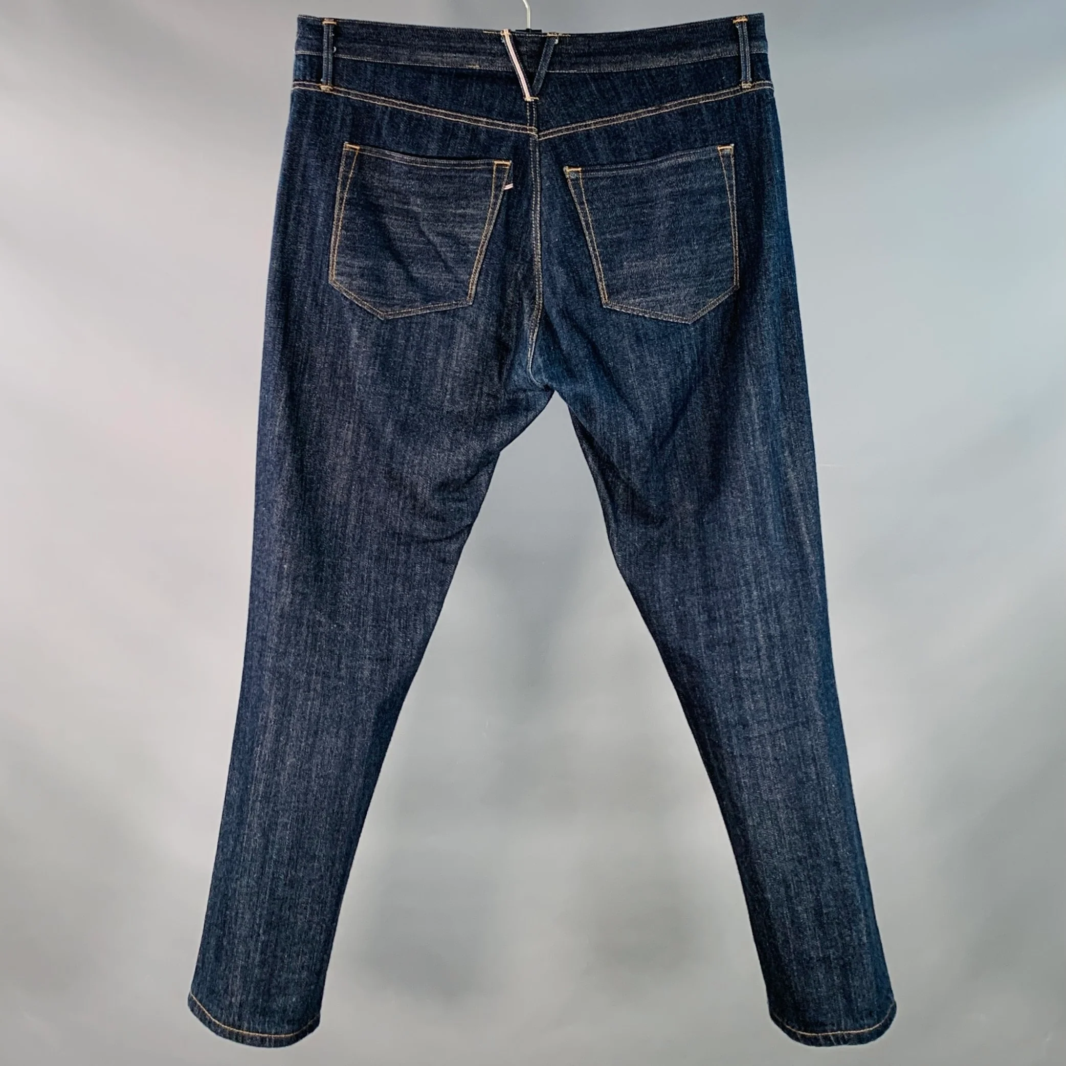 3 X 1 Size 36 Blue Indigo Cotton Selvedge Twill Contrast Stitch Button Fly Jeans - Image 2