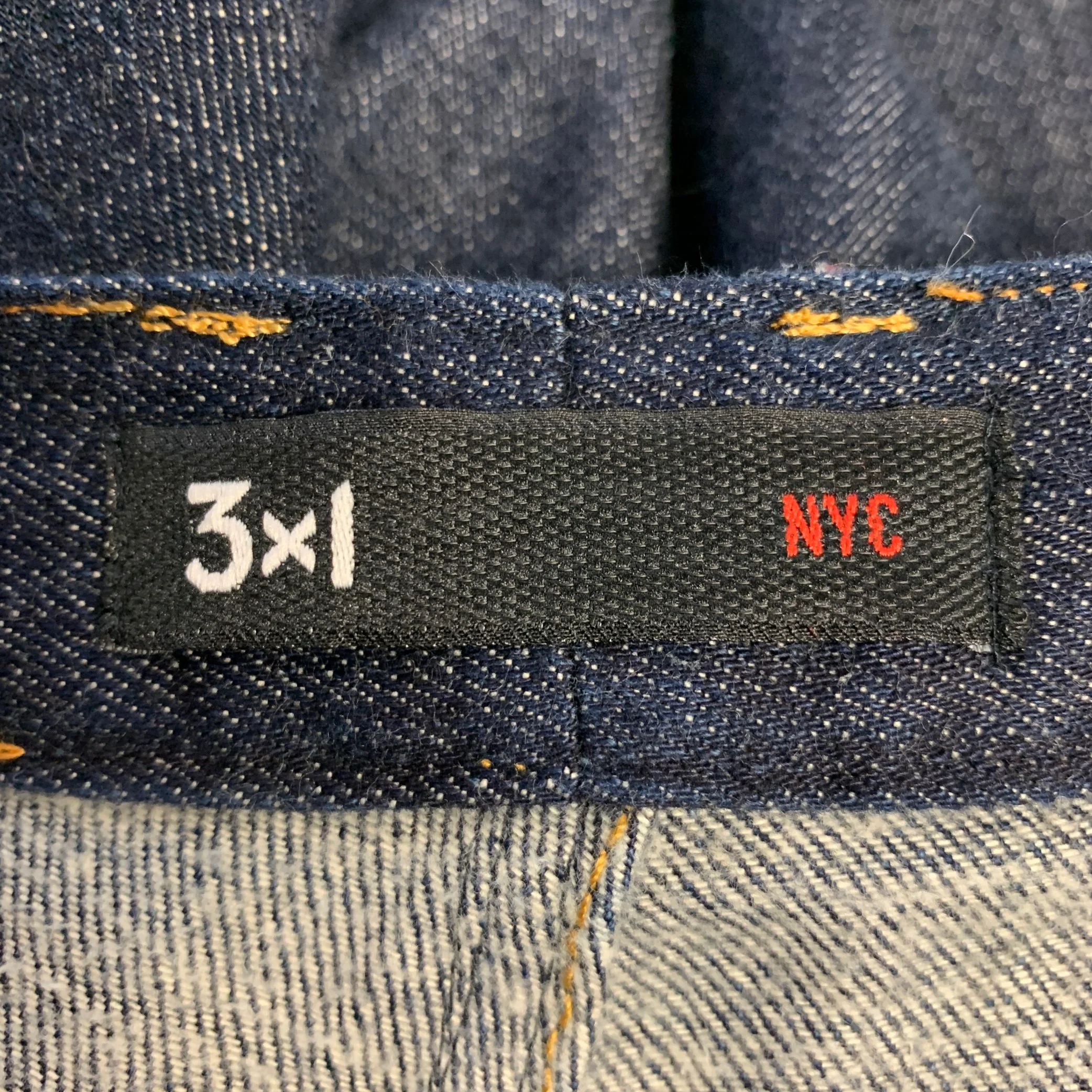 3 X 1 Size 36 Blue Indigo Cotton Selvedge Twill Contrast Stitch Button Fly Jeans - Image 6