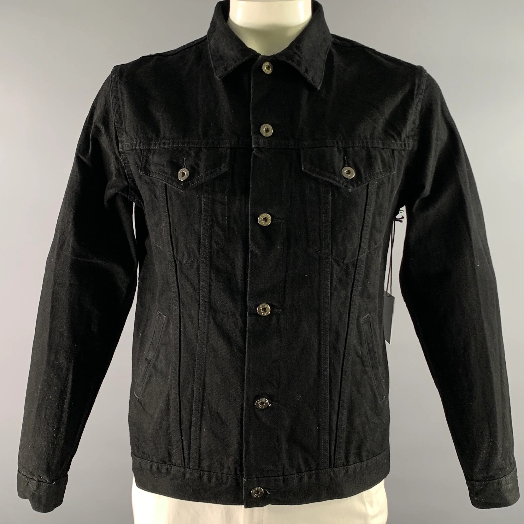 3SIXTEEN Size L Black Solid Denim Selvedge Jacket