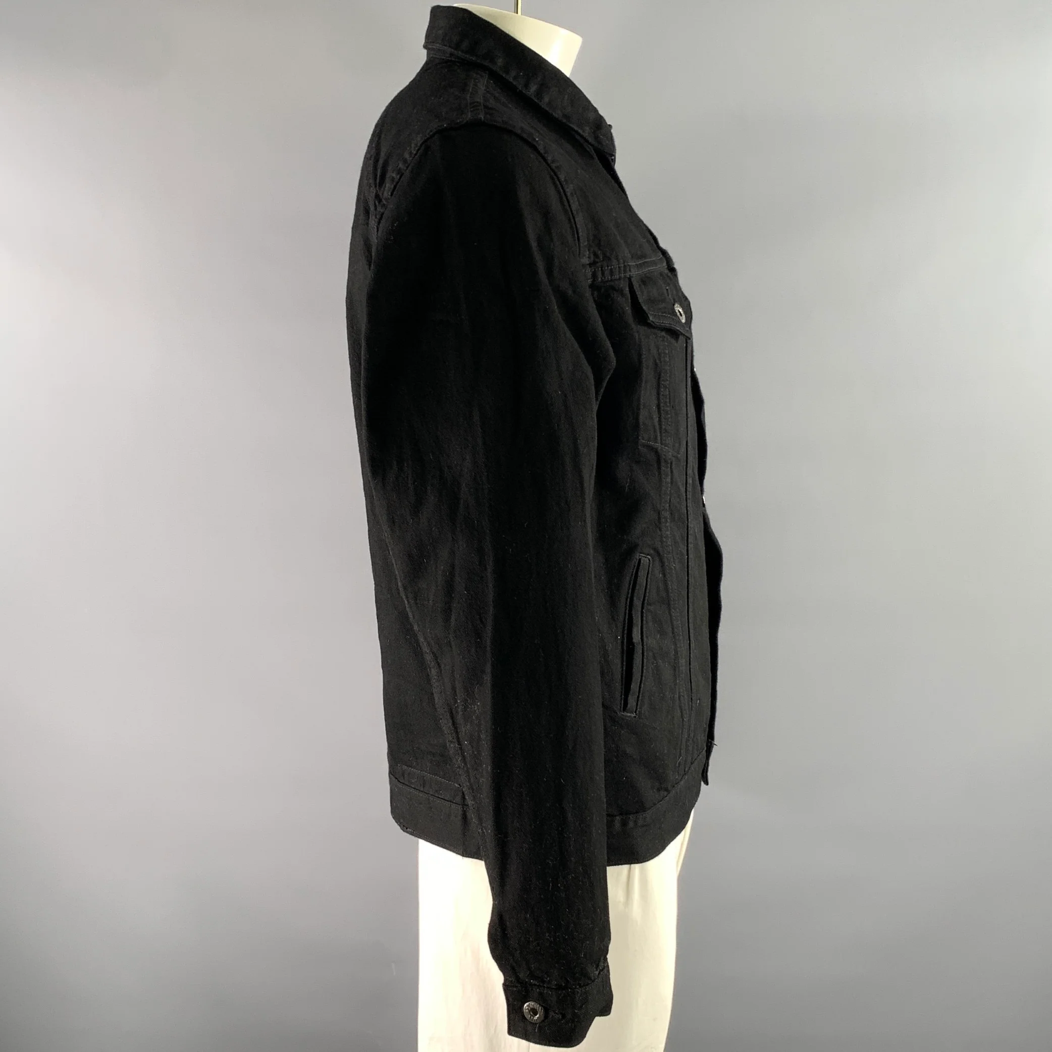 3SIXTEEN Size L Black Solid Denim Selvedge Jacket - Image 3