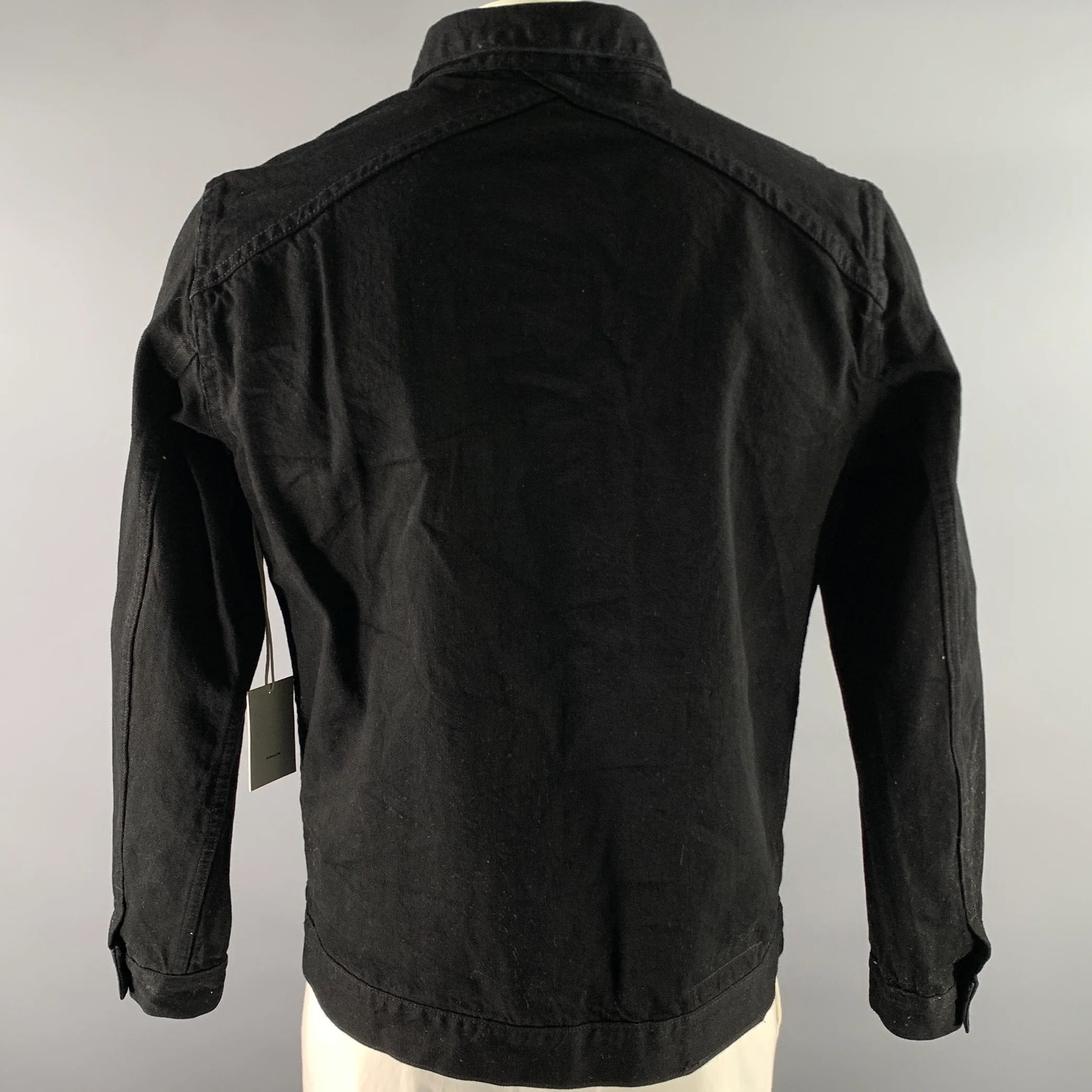 3SIXTEEN Size L Black Solid Denim Selvedge Jacket - Image 4