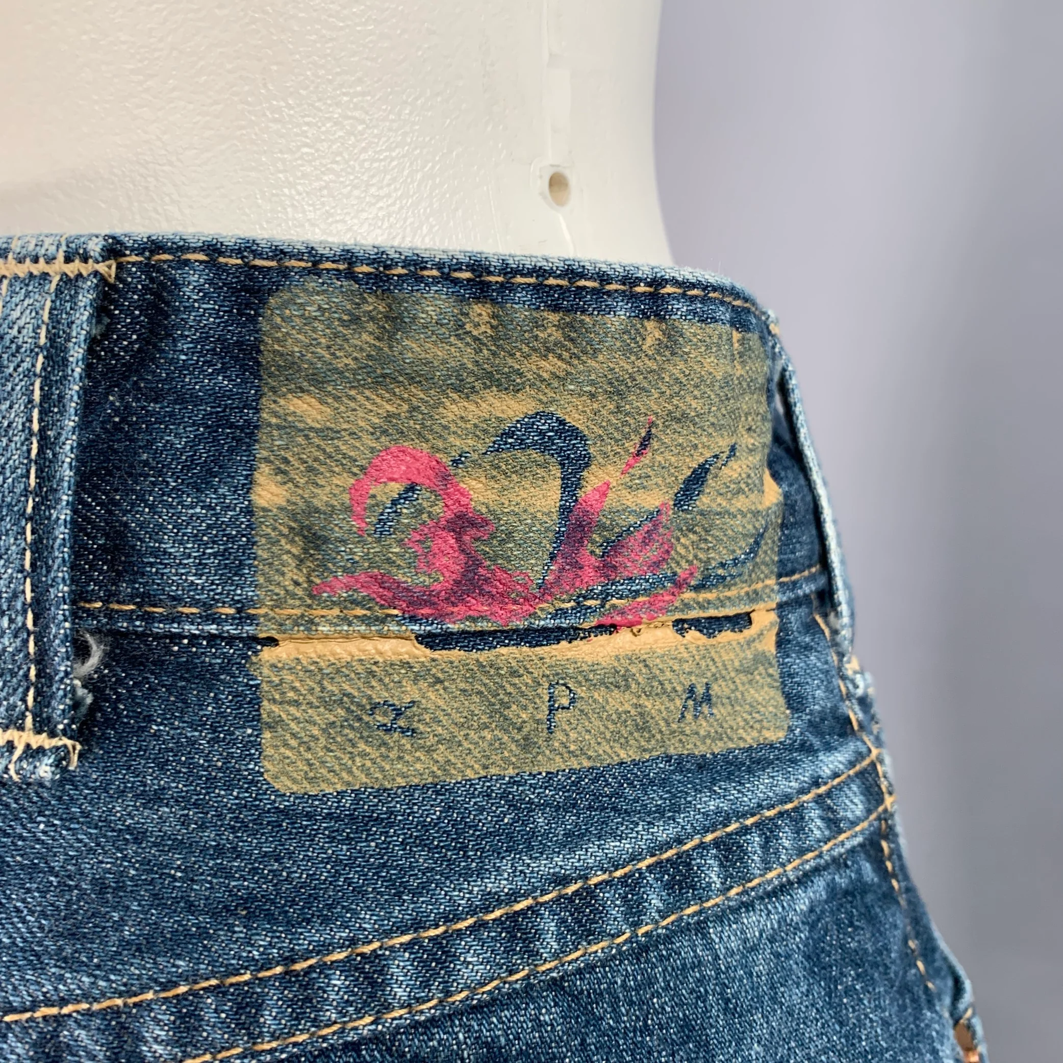 45rpm Size 28 Blue Cotton Distressed Straight Selvedge Jeans - Image 4