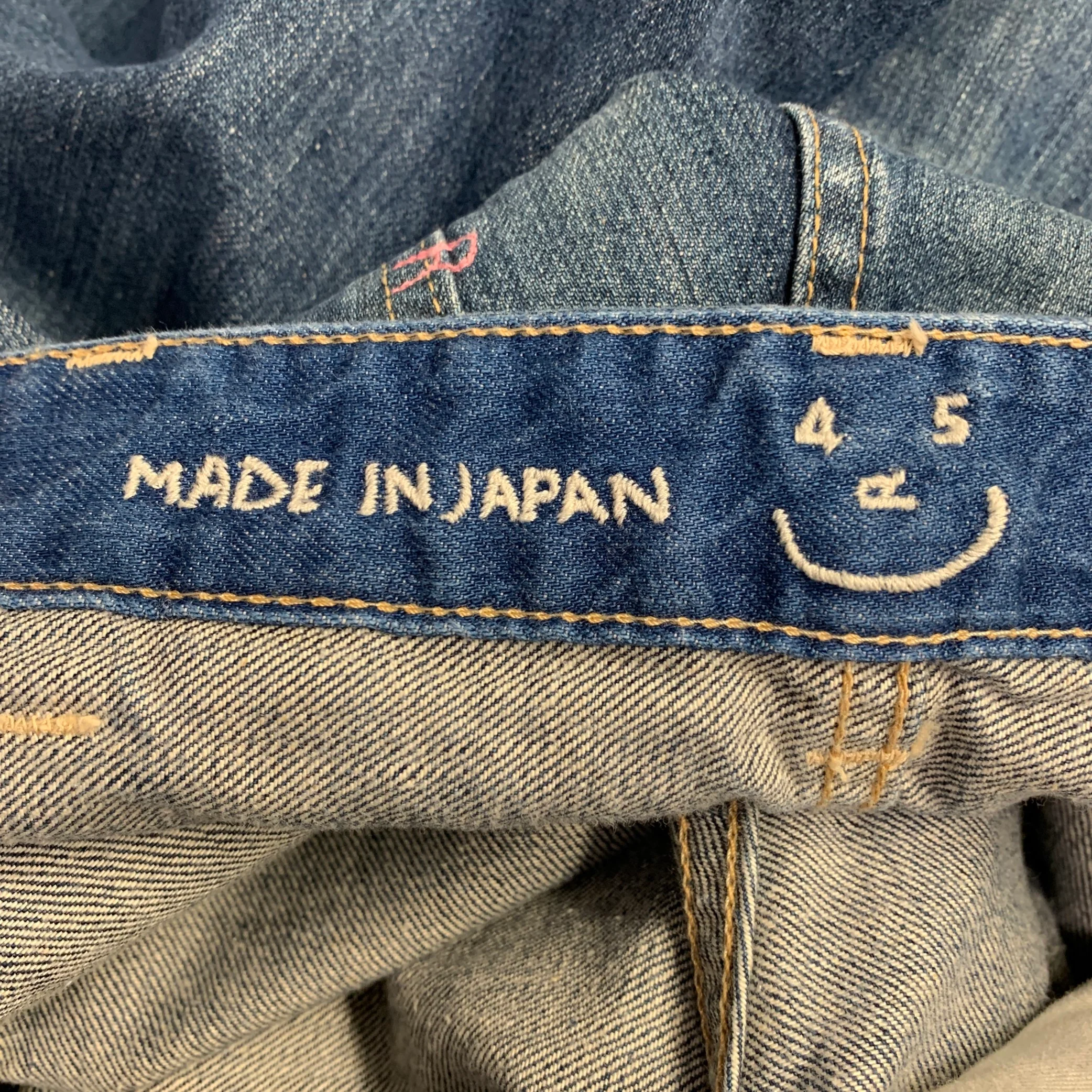 45rpm Size 28 Blue Cotton Distressed Straight Selvedge Jeans - Image 6