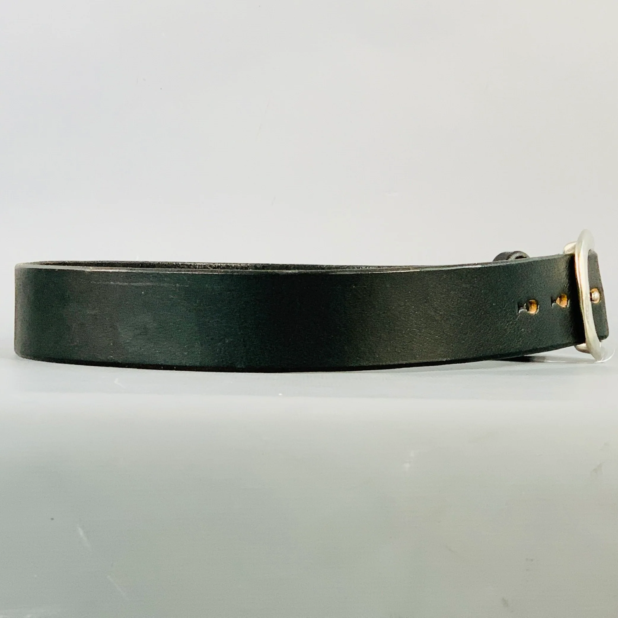 45rpm Size 30 Black Silver Leather Hammered Buckle Belt - Image 2