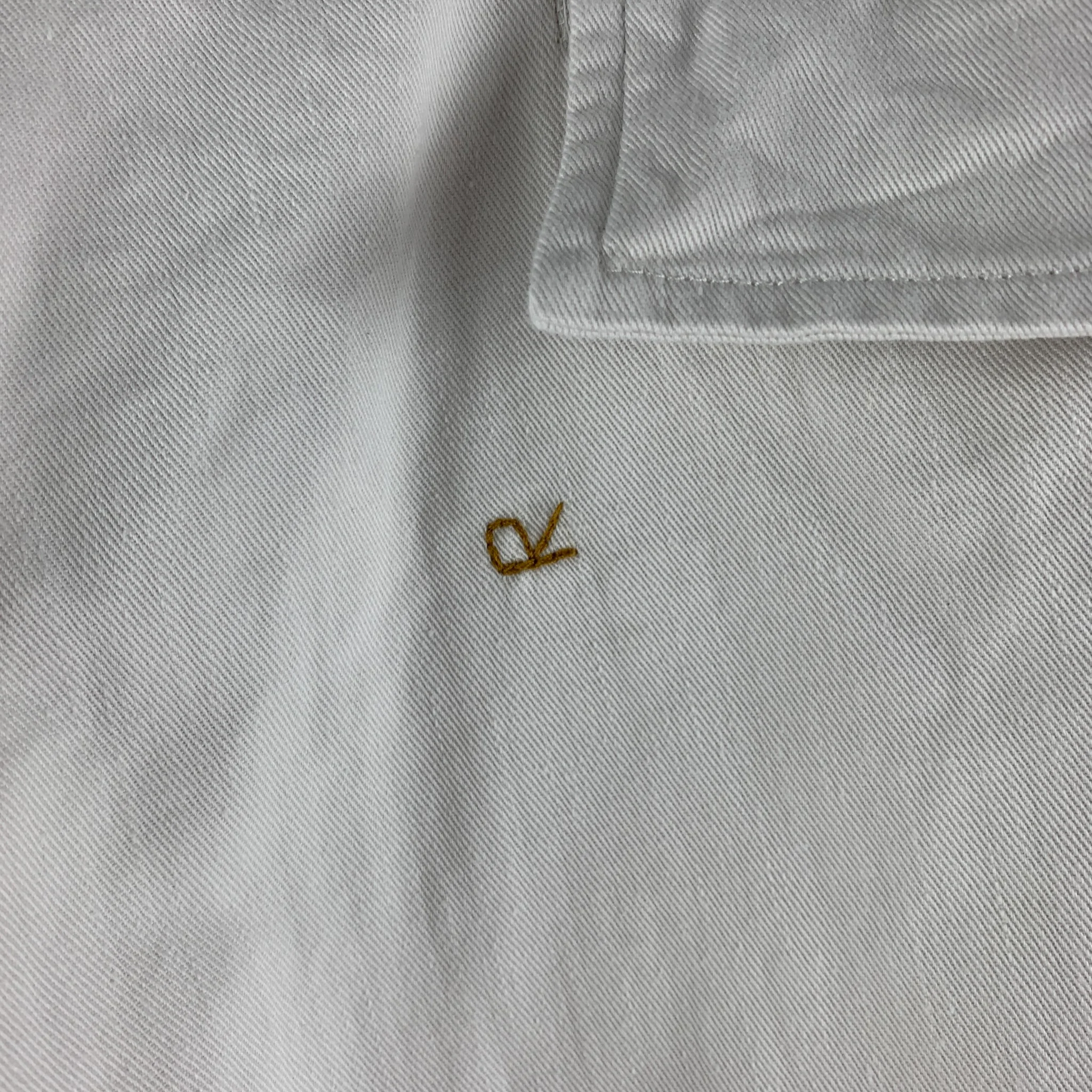 45rpm Size L Off White Solid Cotton Button Fly Casual Pants - Image 3