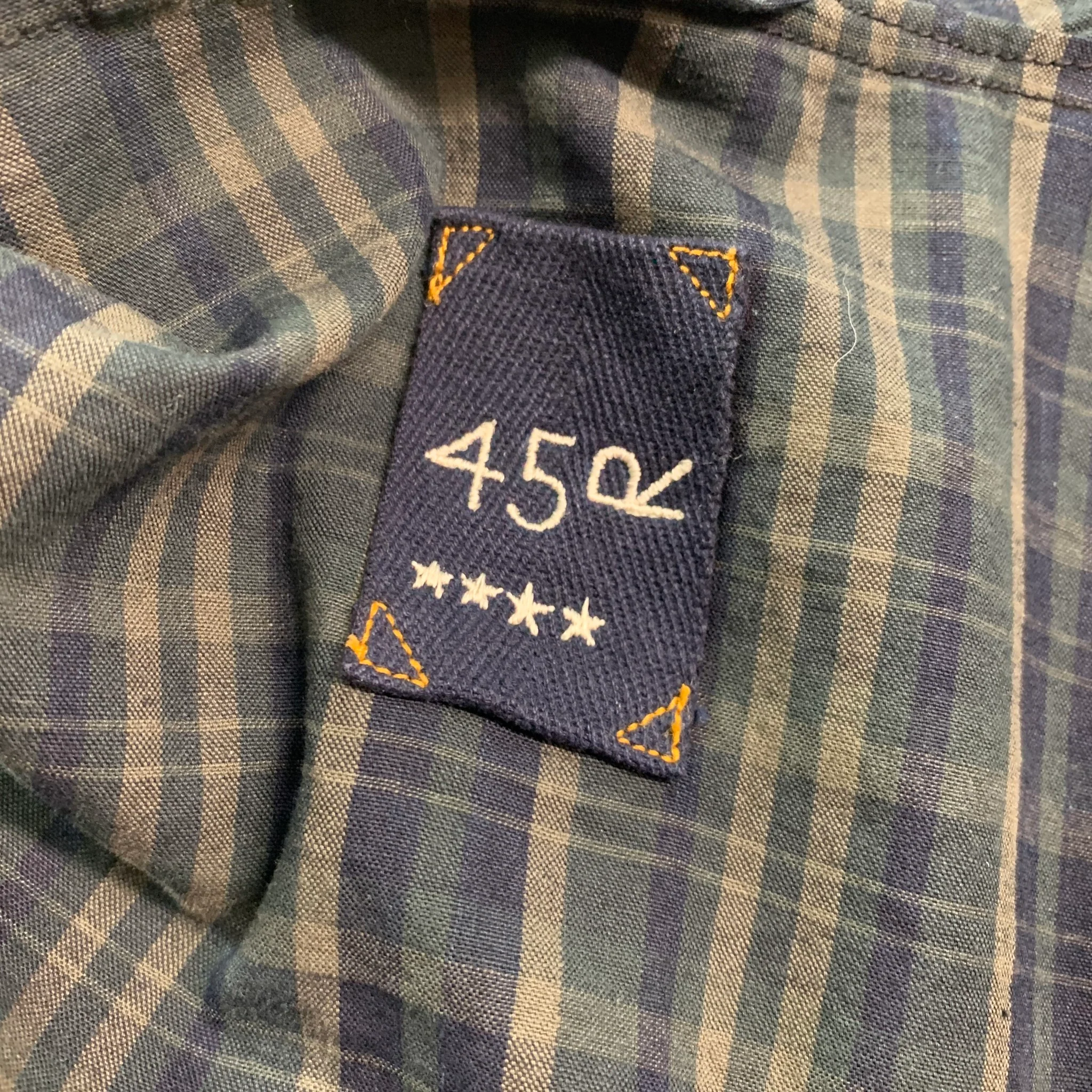 45rpm Size XL Navy Green Plaid Cotton Zip & Buttons Jacket - Image 4