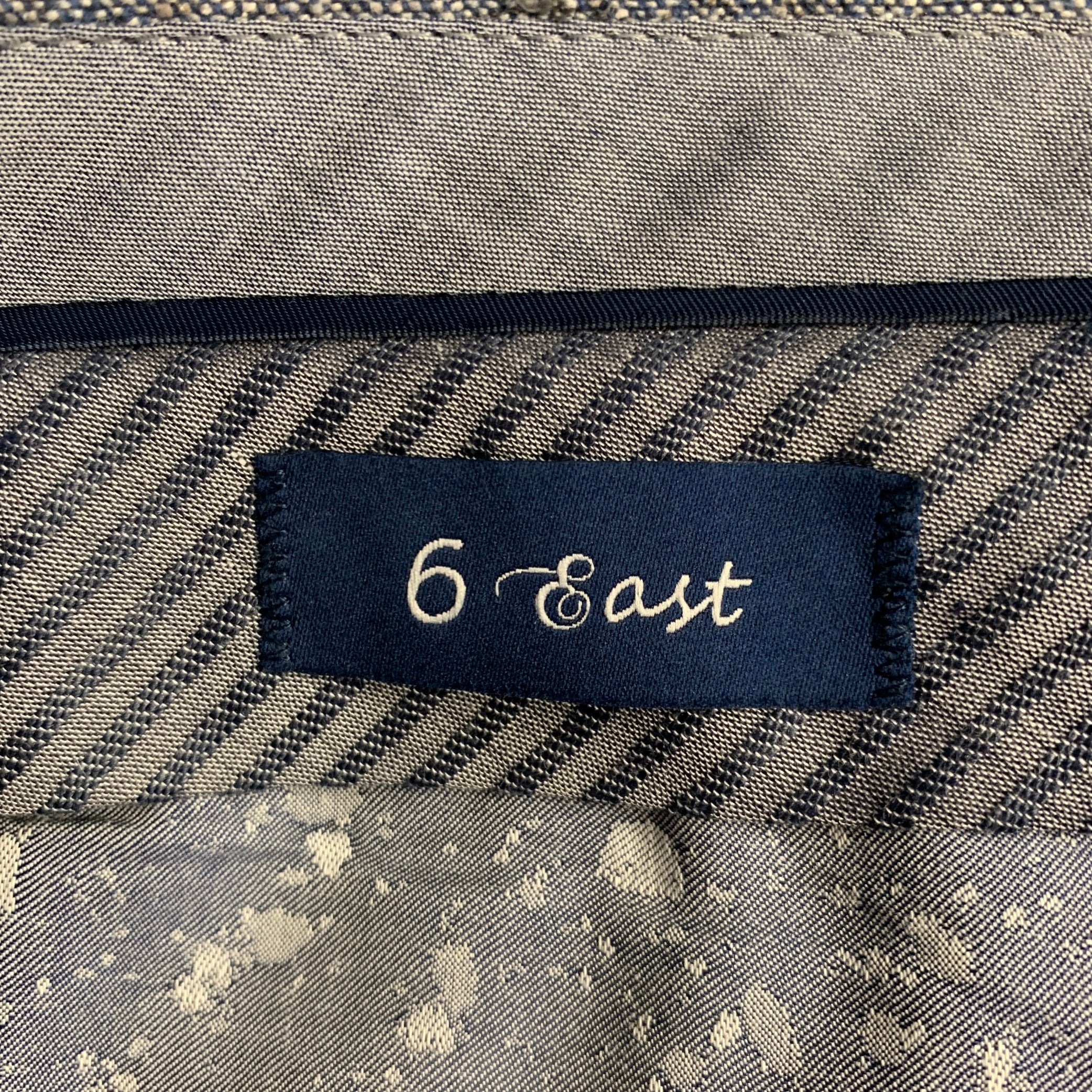 6 EAST Size 34 Blue Grey Heather Wool Silk Elastane Zip Fly Dress Pants - Image 4