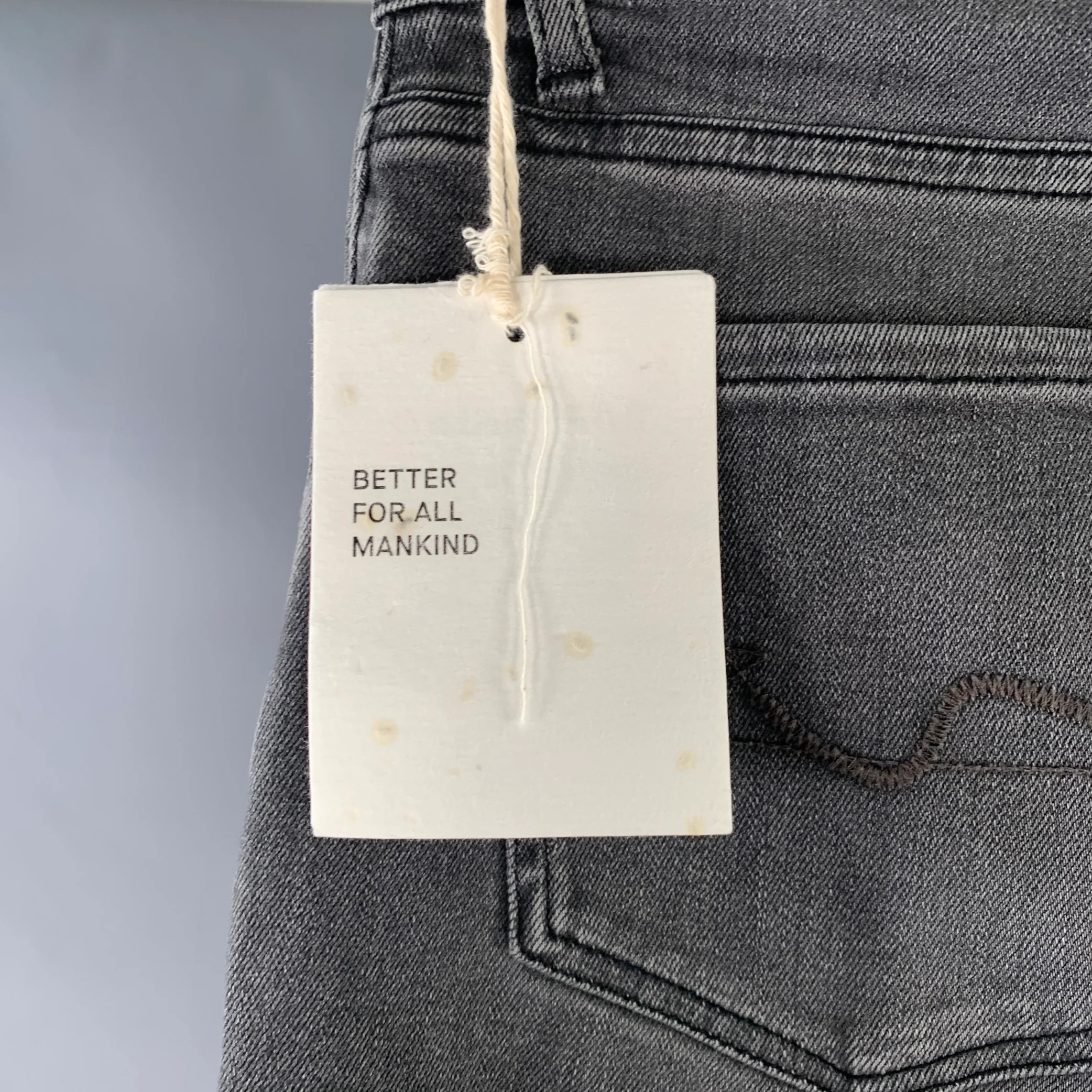 7 FOR ALL MANKIND Size 30 Grey Cotton Blend Tapered Slim Five Pockets Jeans - Image 4