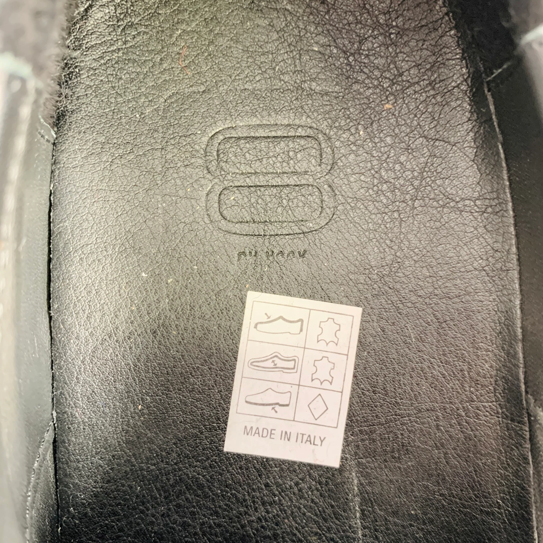 8 BY YOOX Size 10 Black Leather Buckle Chunky Sole Loafers - Image 7