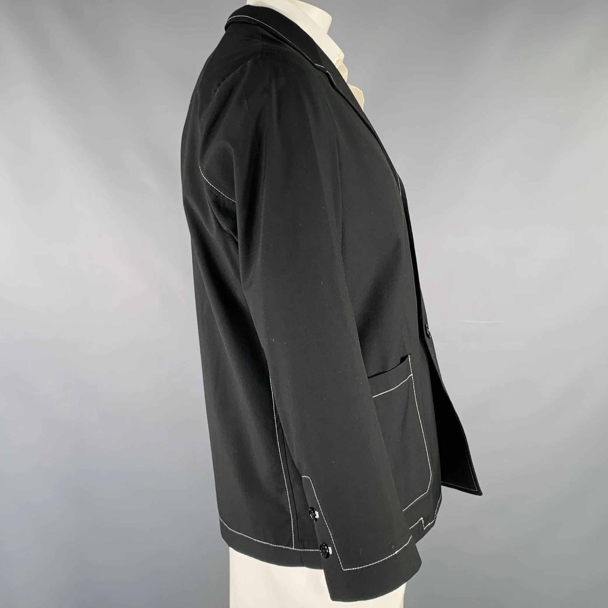 8 BY YOOX Size 44 Black White Contrast Stitch Jacket - Image 3