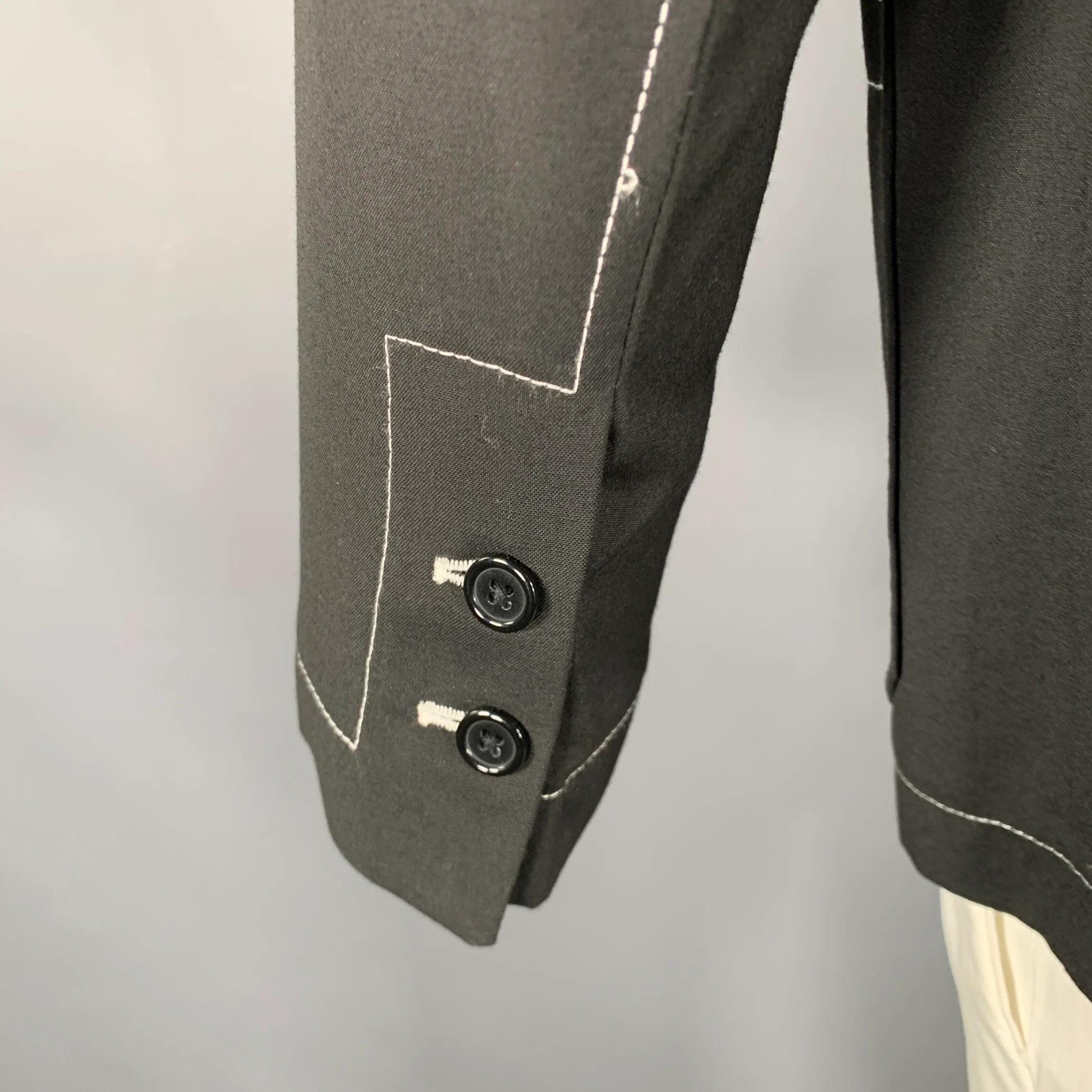 8 BY YOOX Size 44 Black White Contrast Stitch Jacket - Image 5