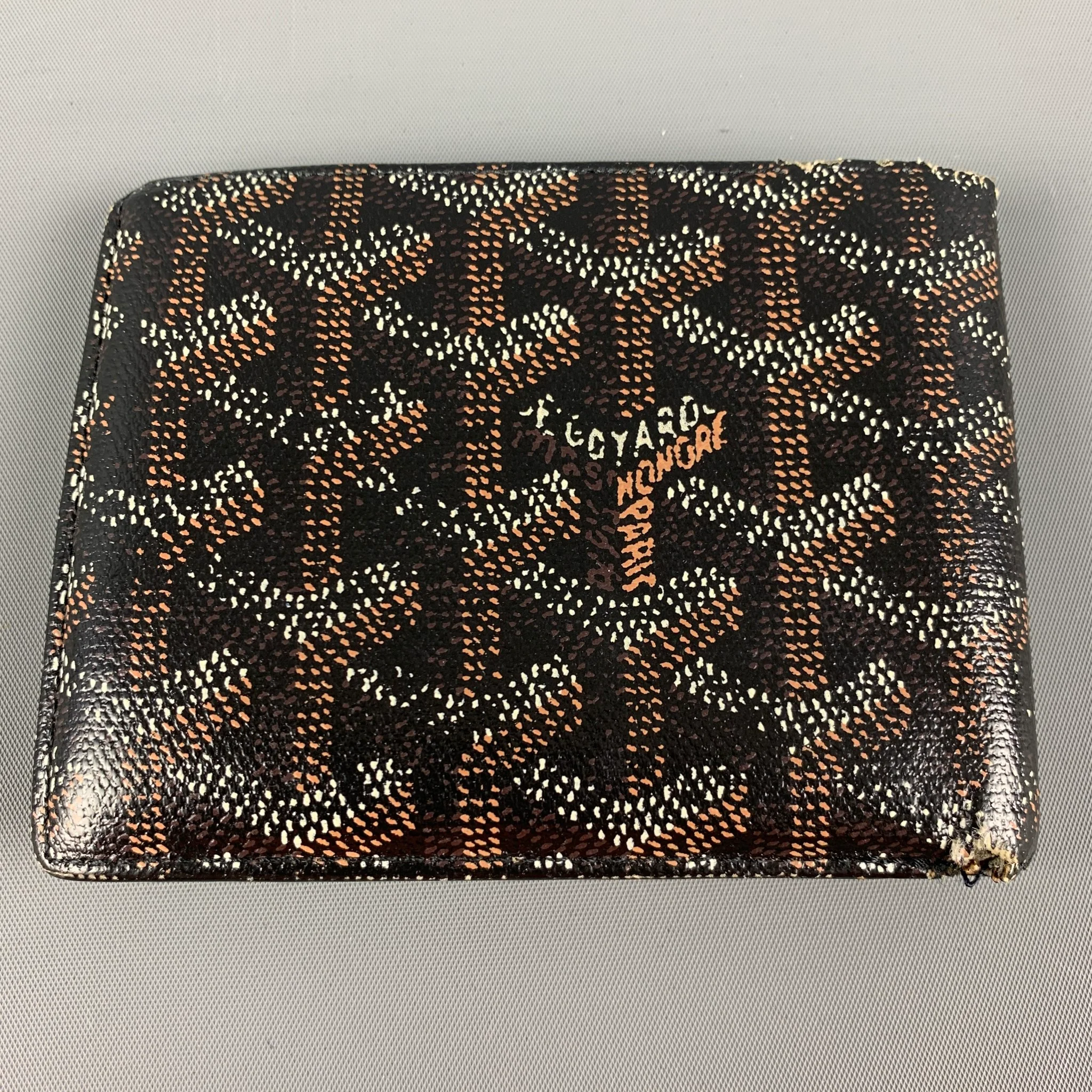 90's GOYARD Black White Monogram Leather JFK Wallet - Image 3