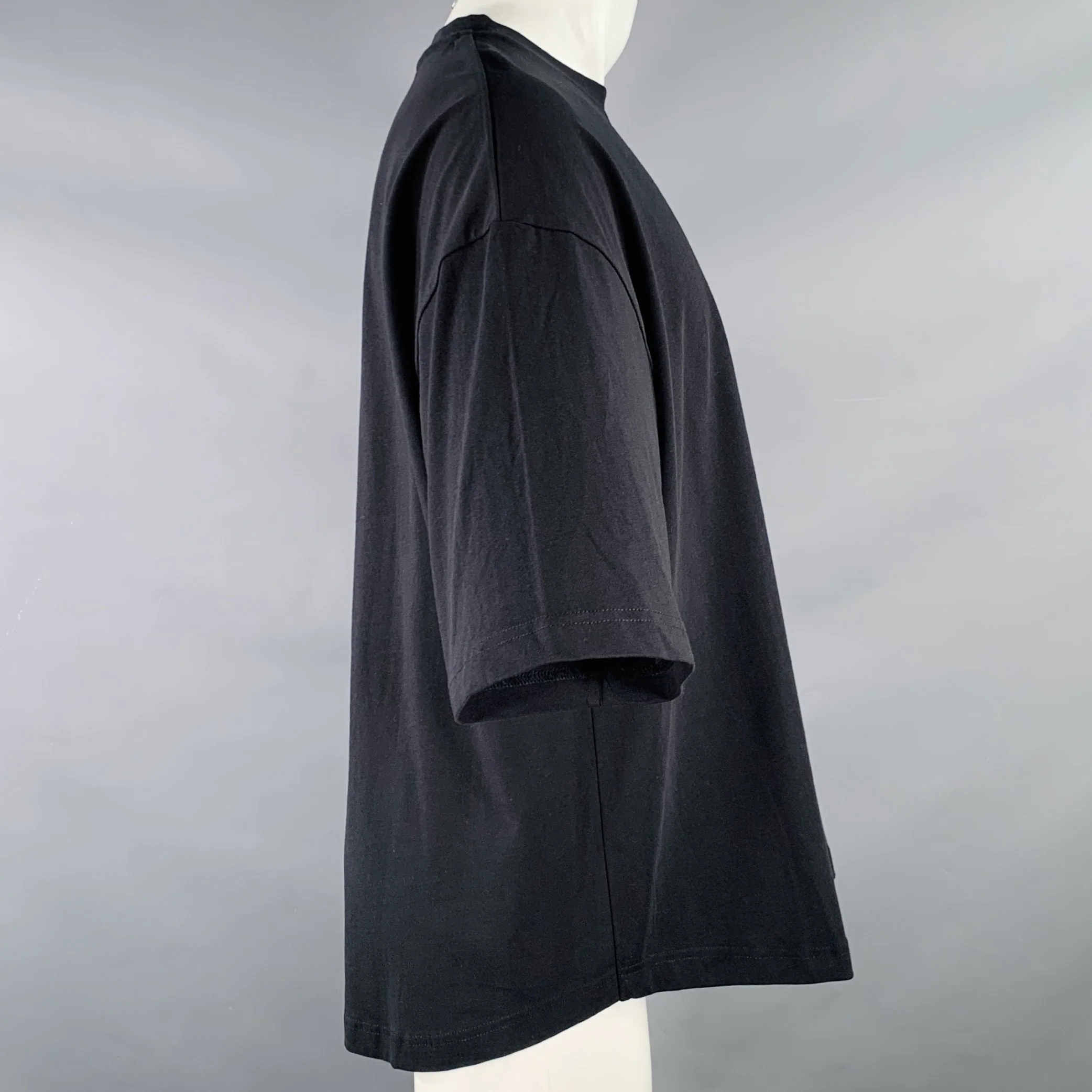 A.4.B Size M Black Cotton Jersey Oversized One Pocket T-shirt - Image 3