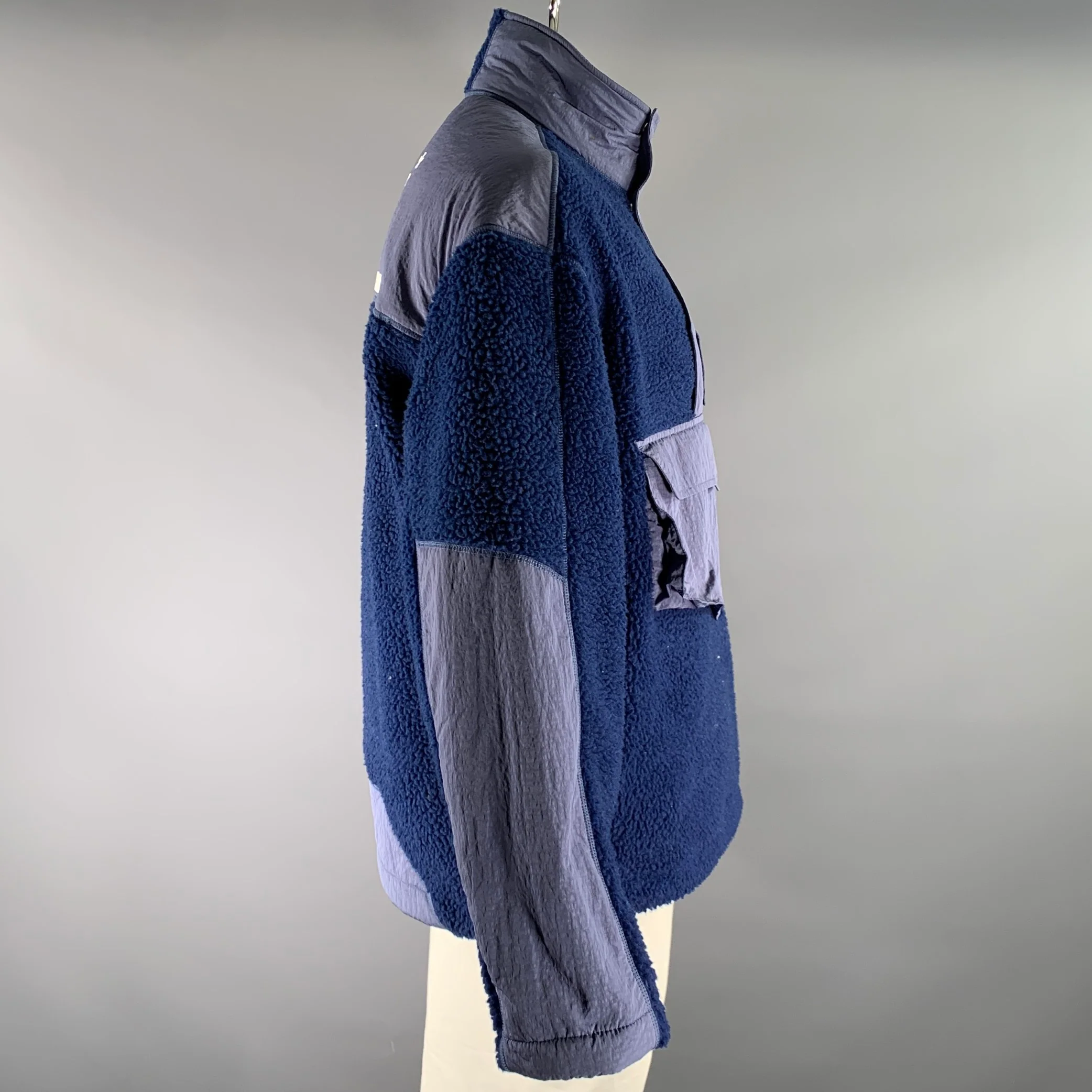 A-COLD-WALL Size L Navy Blue Textured Polyester Half Zip Sweatshirt - Image 3