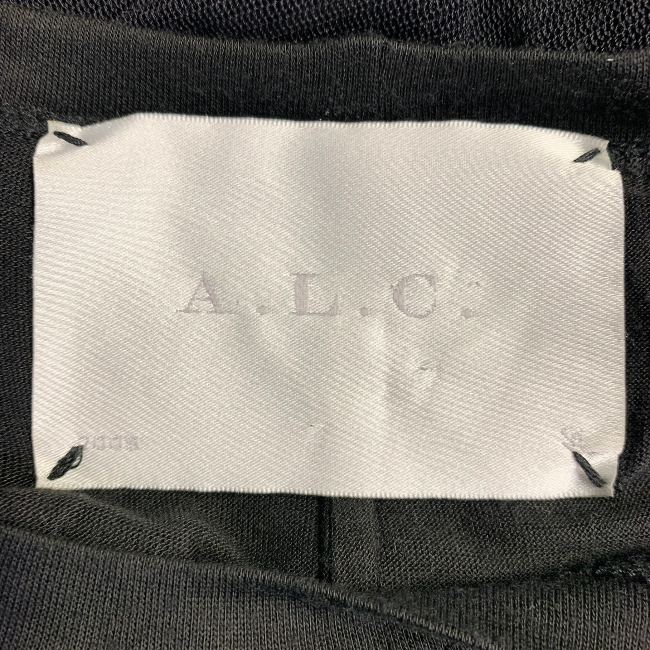 A.L.C. Size 4 Black Modal Silk Mesh Mixed Fabrics Short Sleeve Dress - Image 6