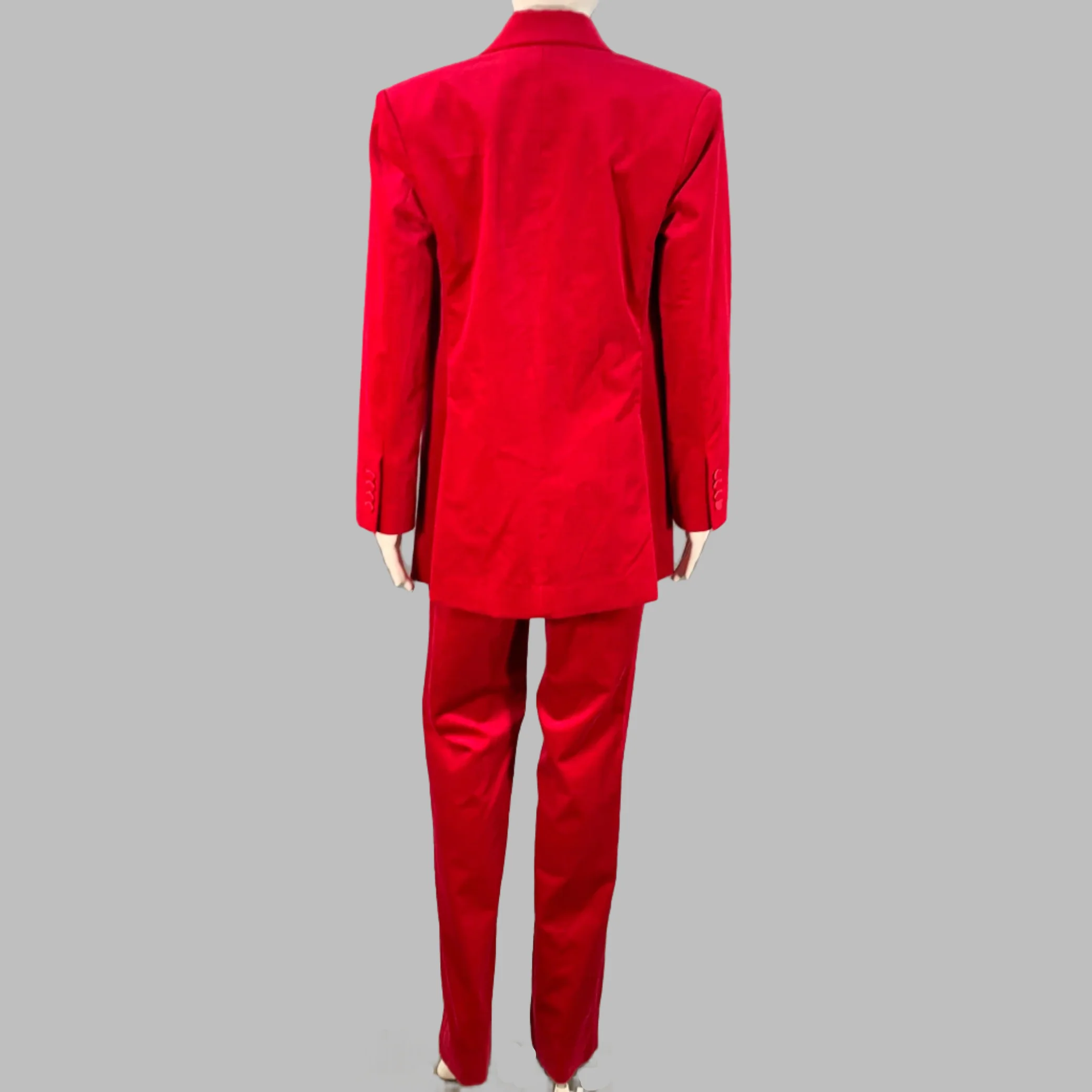 A.L.C. Size 6 Raspberry Red Velvet Peak Lapel Double Breasted Pantsuit - Image 2