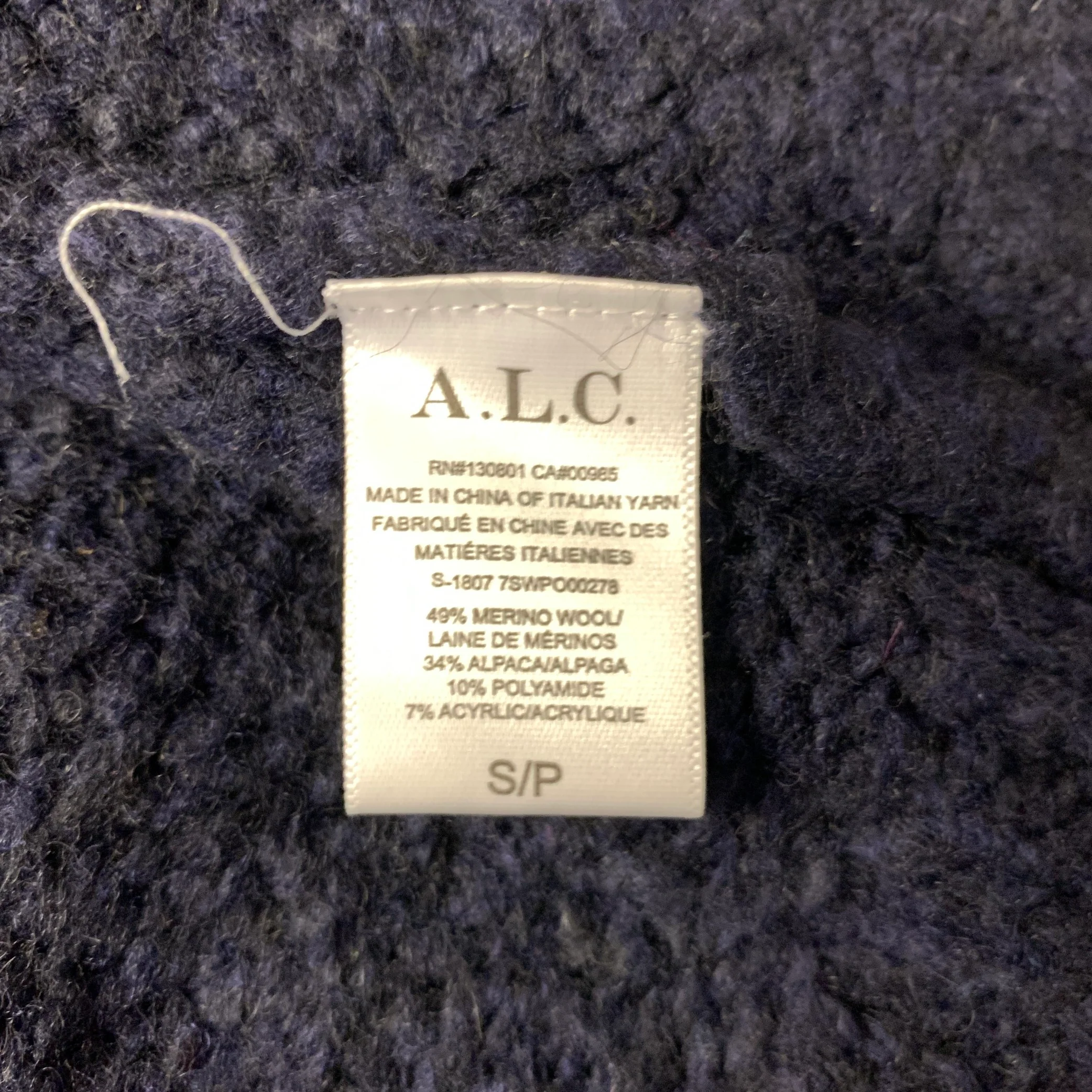 A.L.C. Size S Navy Neon Pink Wool Blend Geometric Pull On Sweater - Image 6
