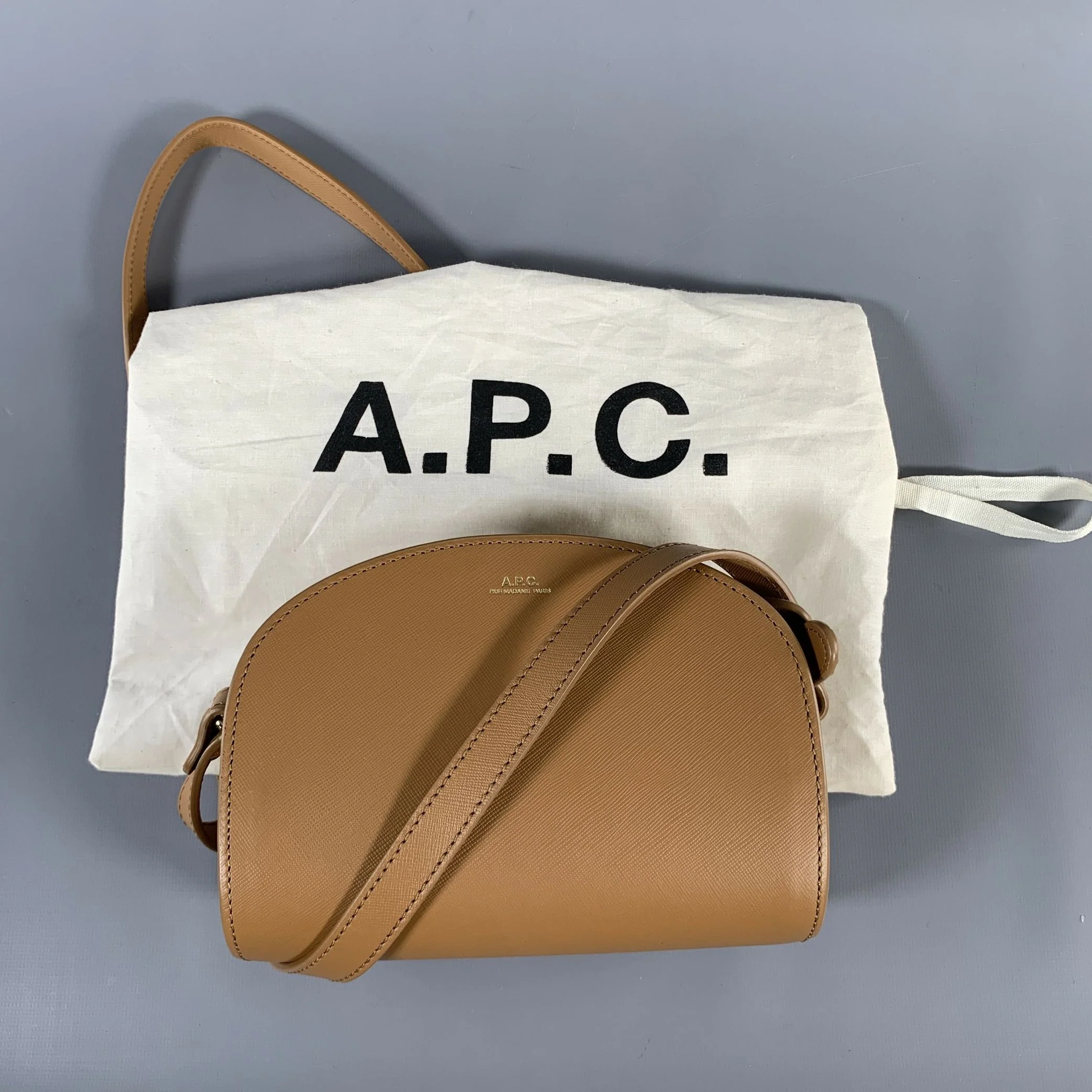 A.P.C. Beige Textured Leather Cross Body Handbag - Image 10