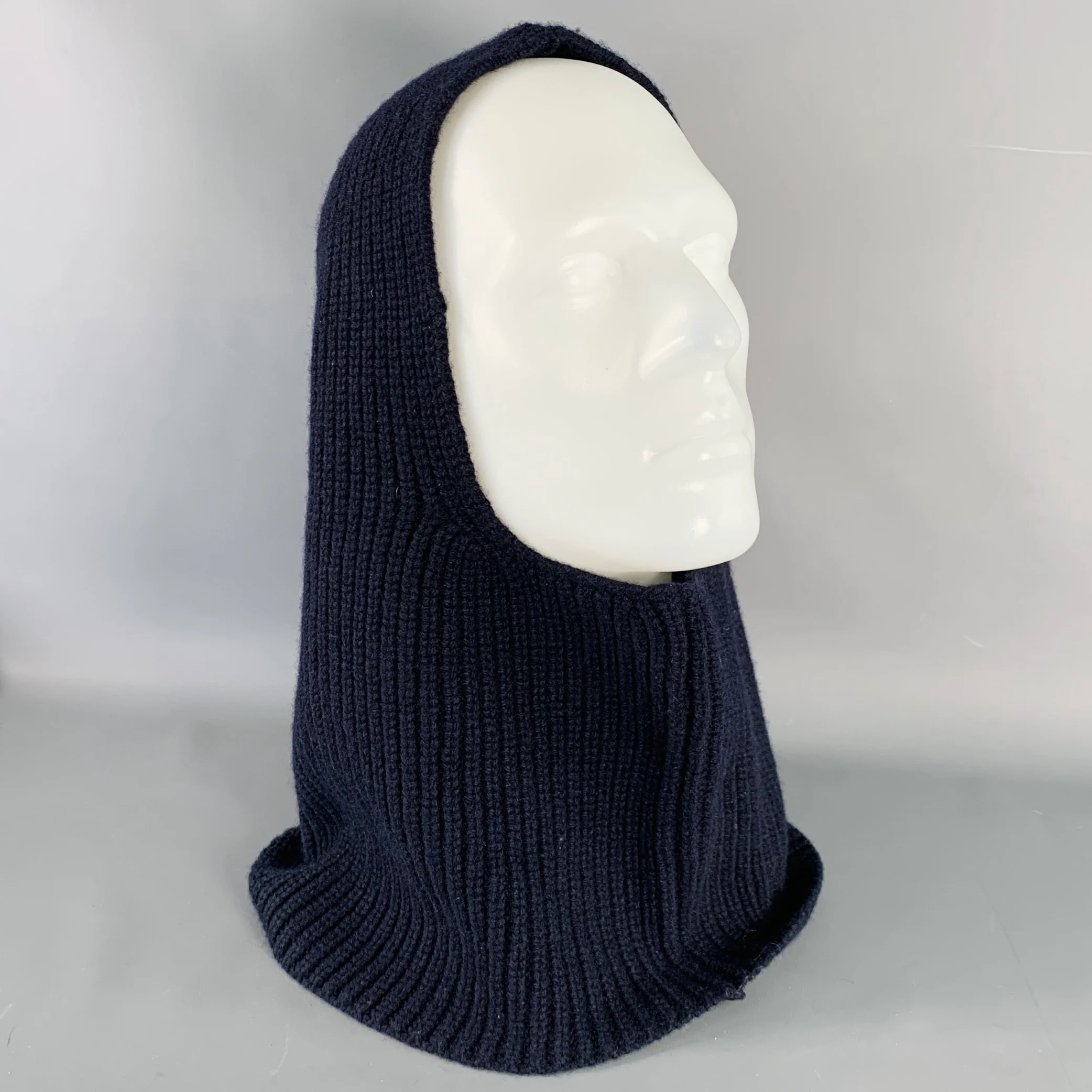 A.P.C. One Size Sacha Navy Ribbed Wool Cashmere Balaclava Hat - Image 2