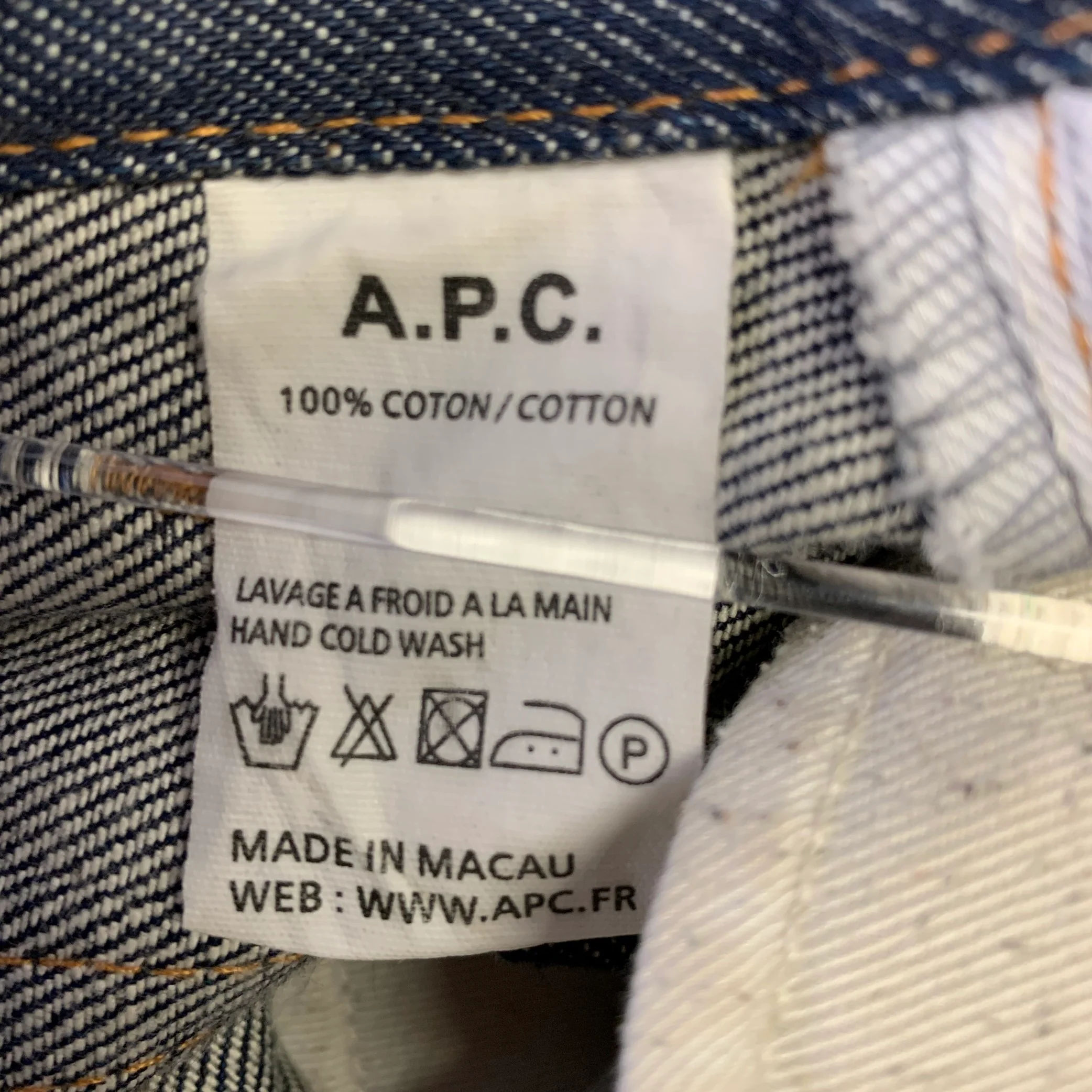 A.P.C. Size 32 Indigo Contrast Stitch Selvedge Denim Straight Jeans - Image 5