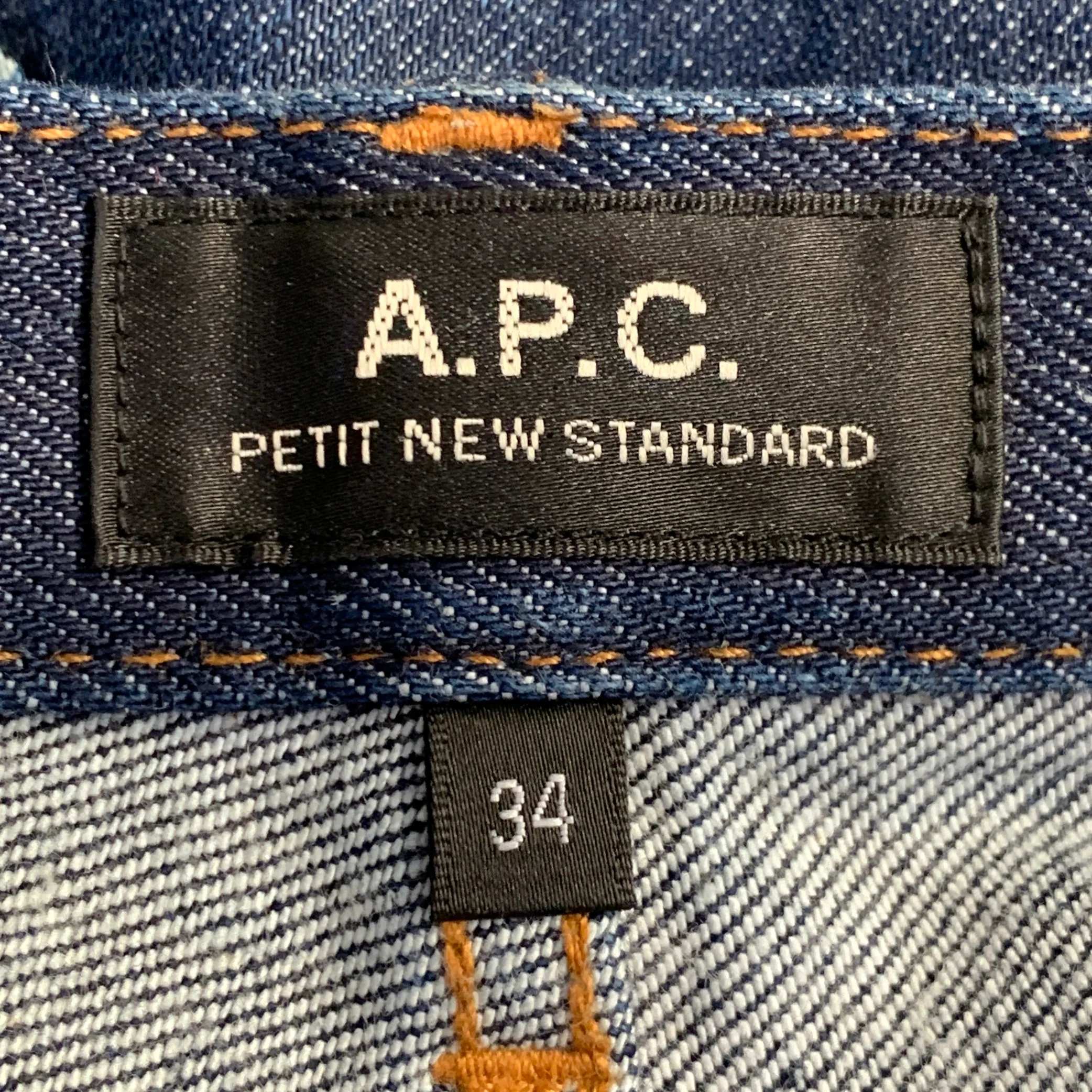 A.P.C. Size 34 Blue Contrast Stitch Cotton Blend Twill Tapered Button Fly Jeans - Image 5