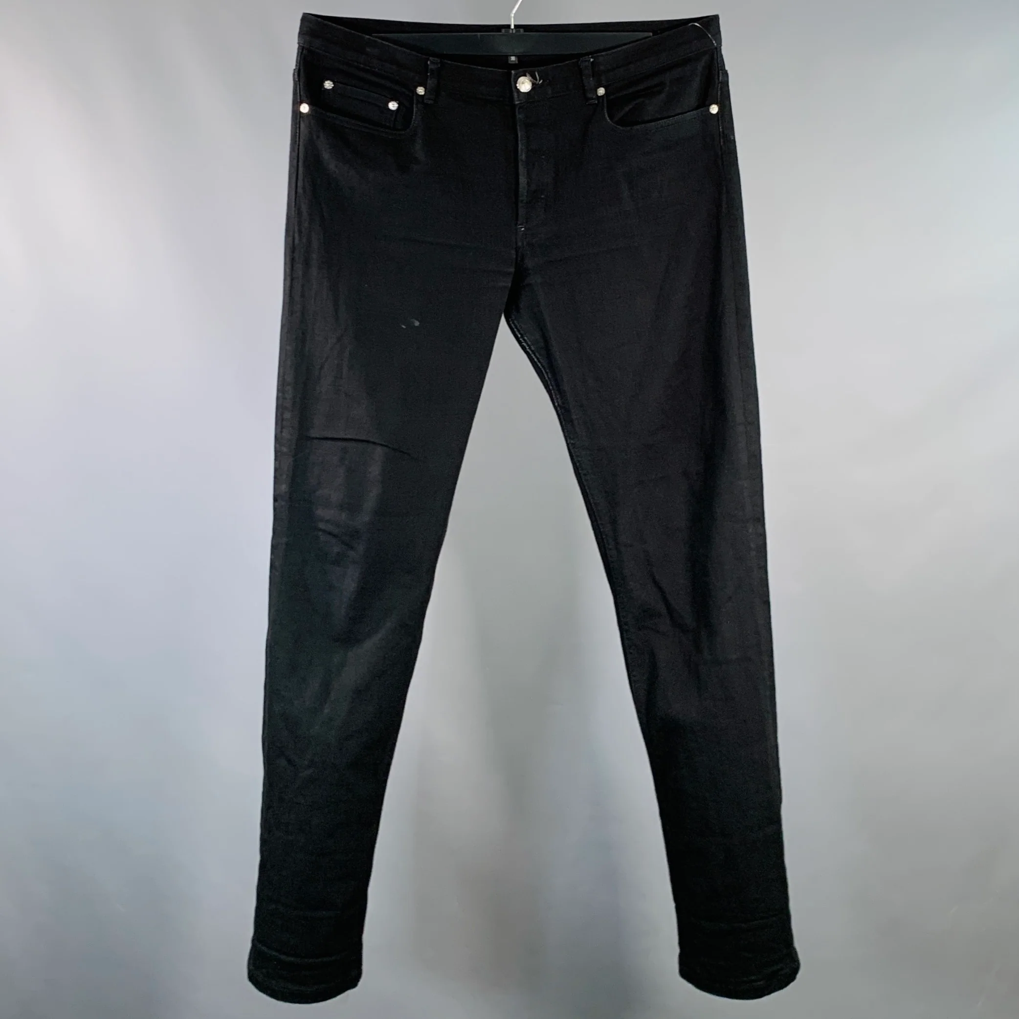 A.P.C. Size 36 Black Twill Cotton Blend Tapered Five Pockets Jeans