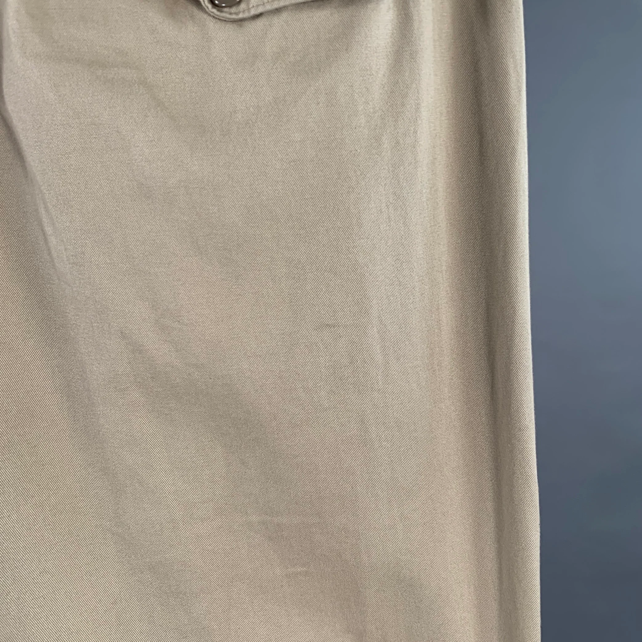 TOOD SNYDER Size 38 Beige Twill Cotton Pleated Side Tabs Casual Pants - Image 6