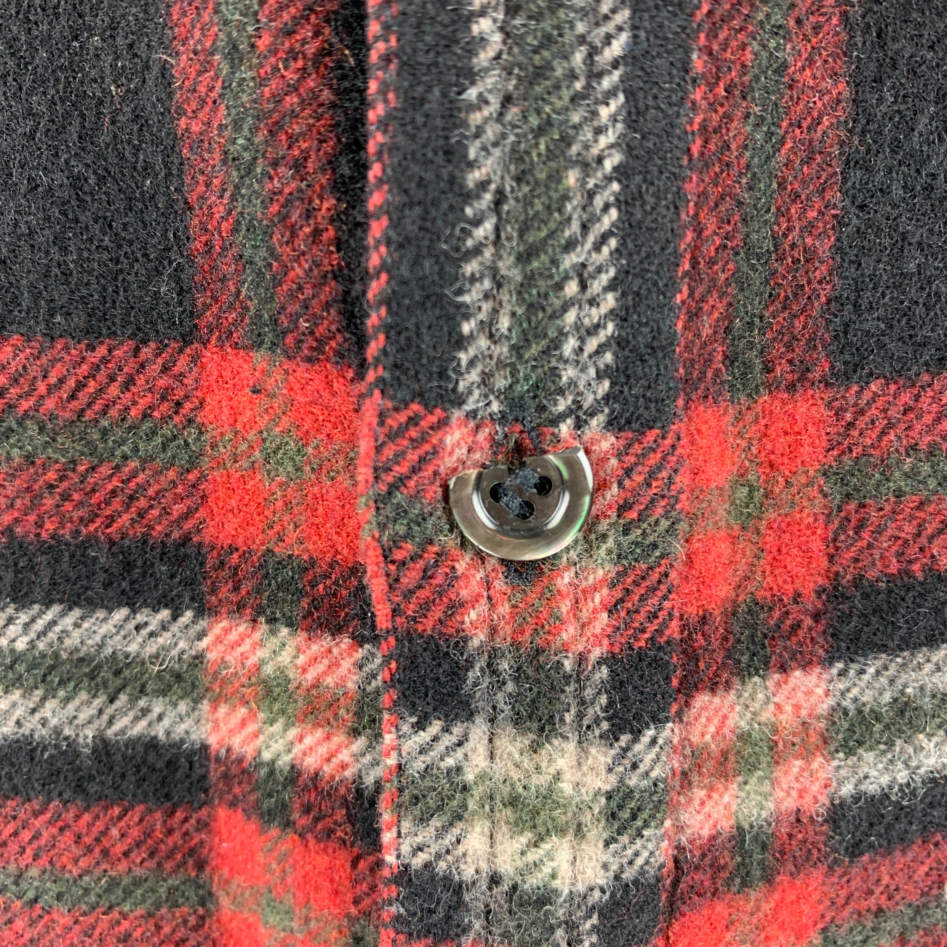 A.P.C. Size L Black Multi-Color Plaid Wool Nylon Button Up Long Sleeve Shirt - Image 5