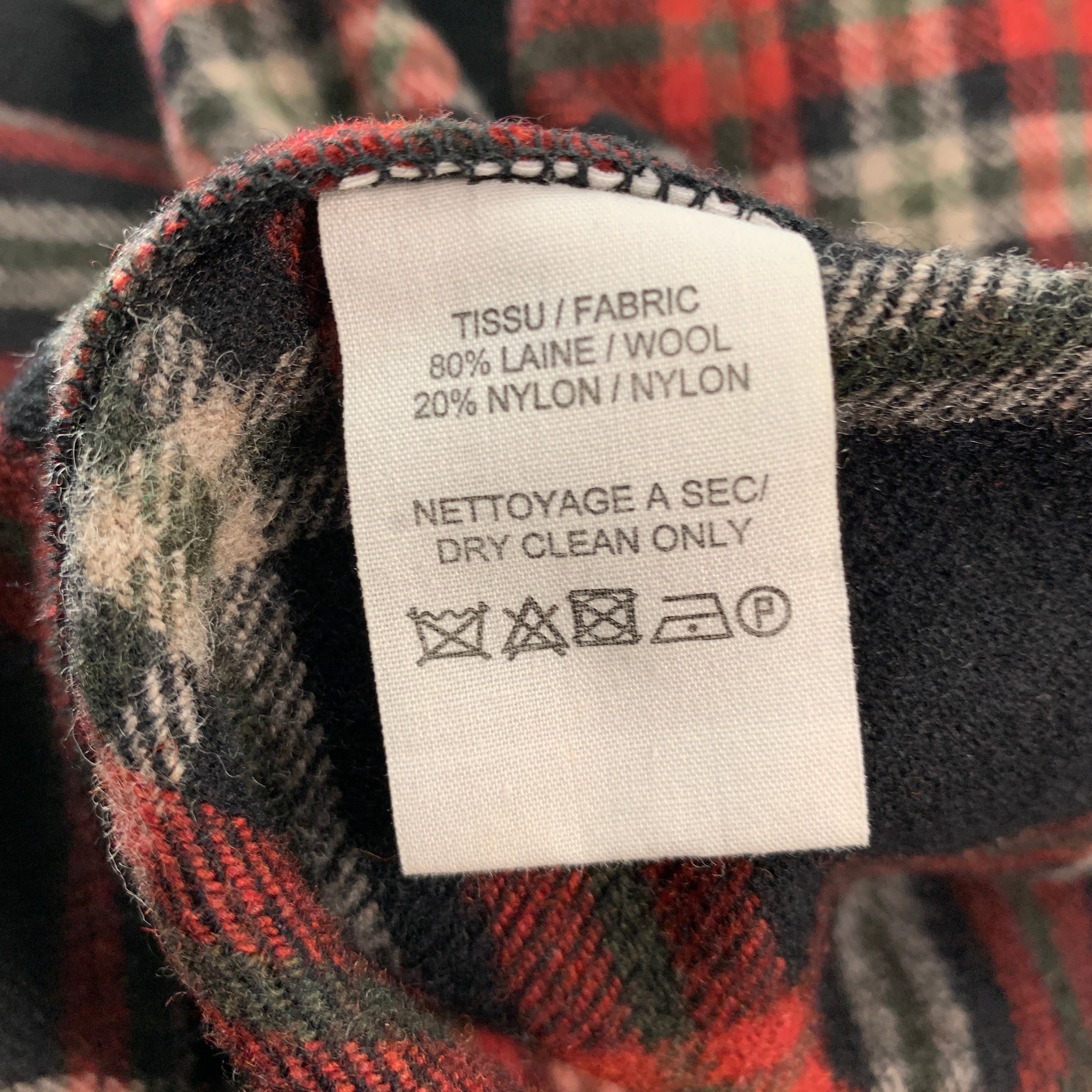 A.P.C. Size L Black Multi-Color Plaid Wool Nylon Button Up Long Sleeve Shirt - Image 7