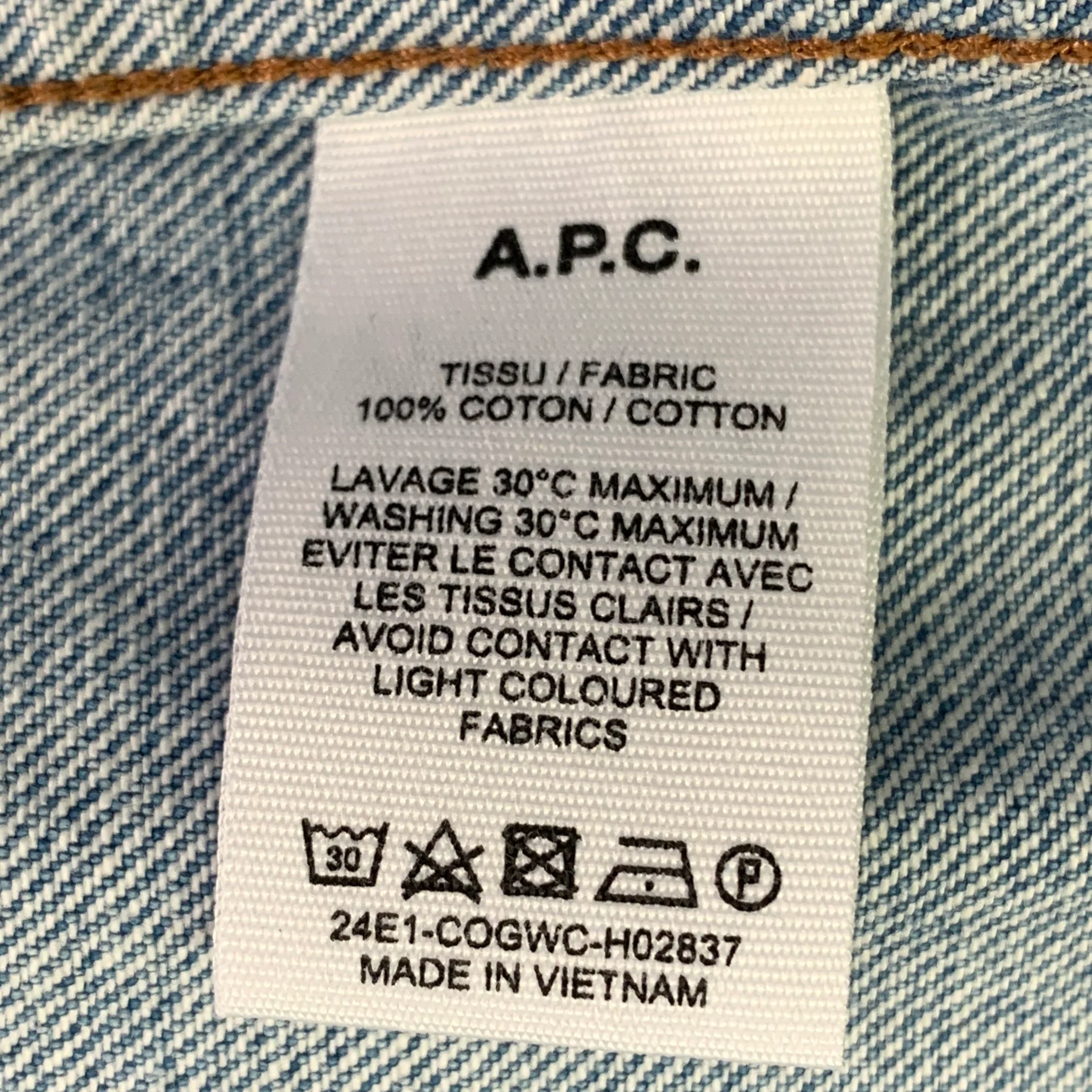 A.P.C. Size L Blue Wash Denim One Pocket Long Sleeve Shirt - Image 6