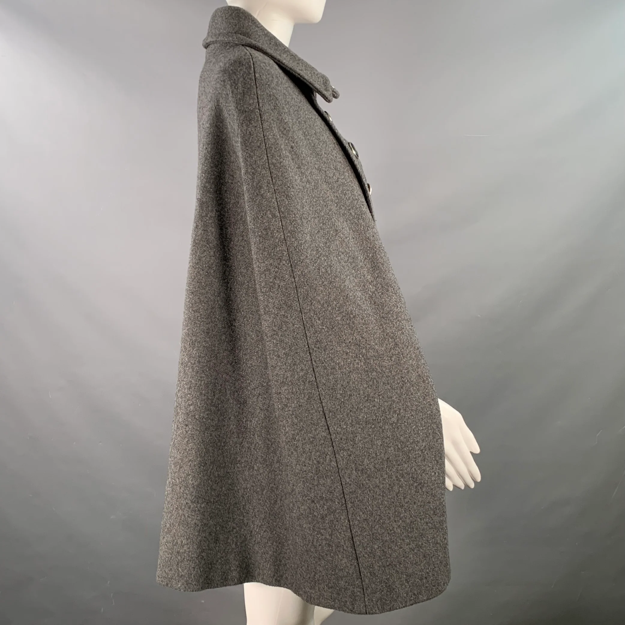 A.P.C. Size M Grey Double Breasted Twill Cape - Image 2