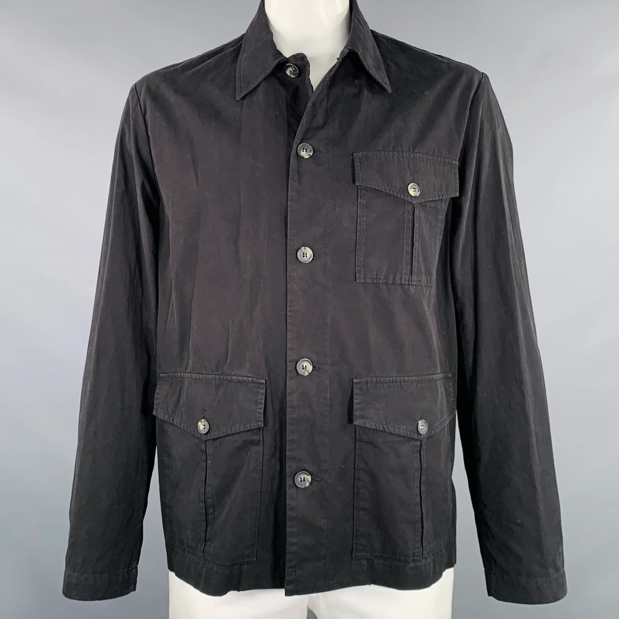 A.P.C. Size XL Black Cotton Chore Jacket