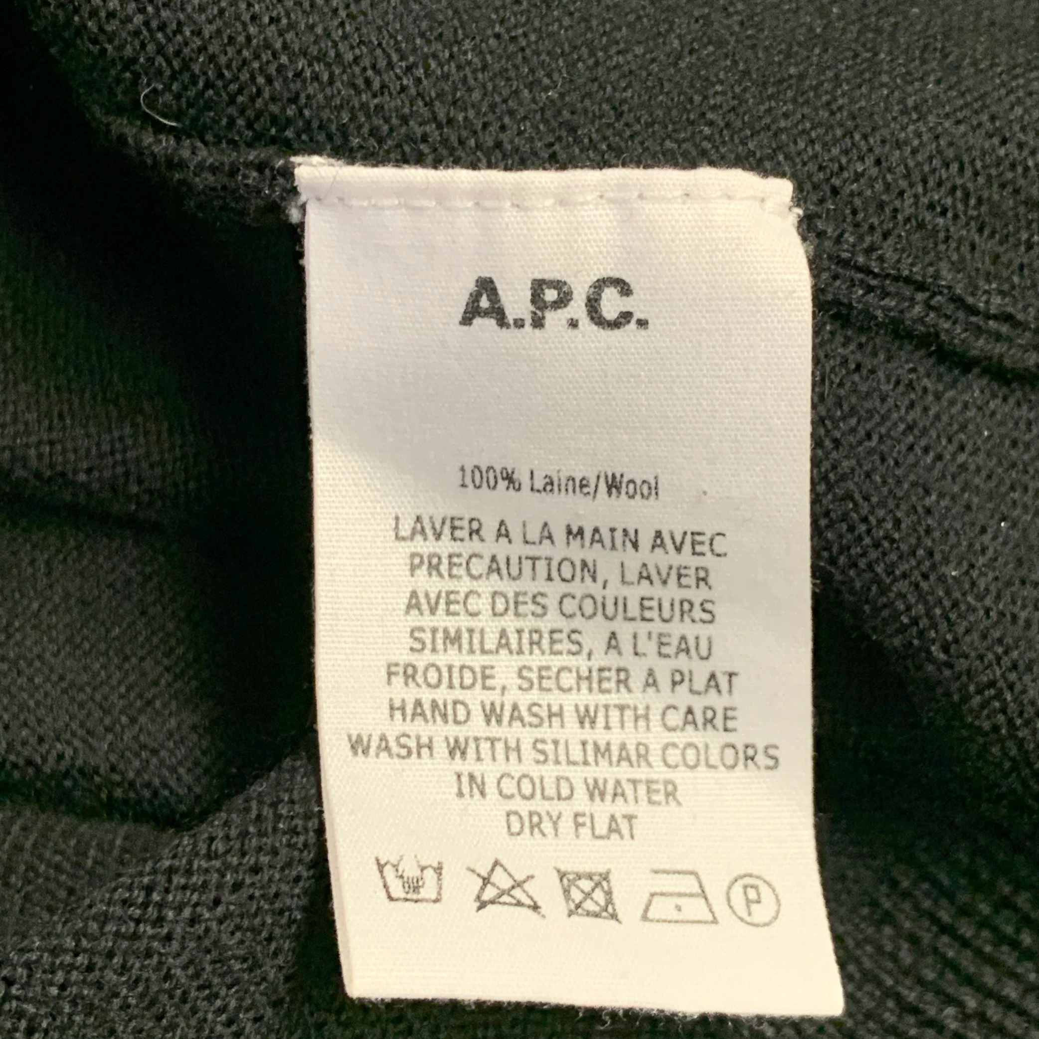 A.P.C. Size XL Black Jersey Wool Half Placket Henley Pullover - Image 6