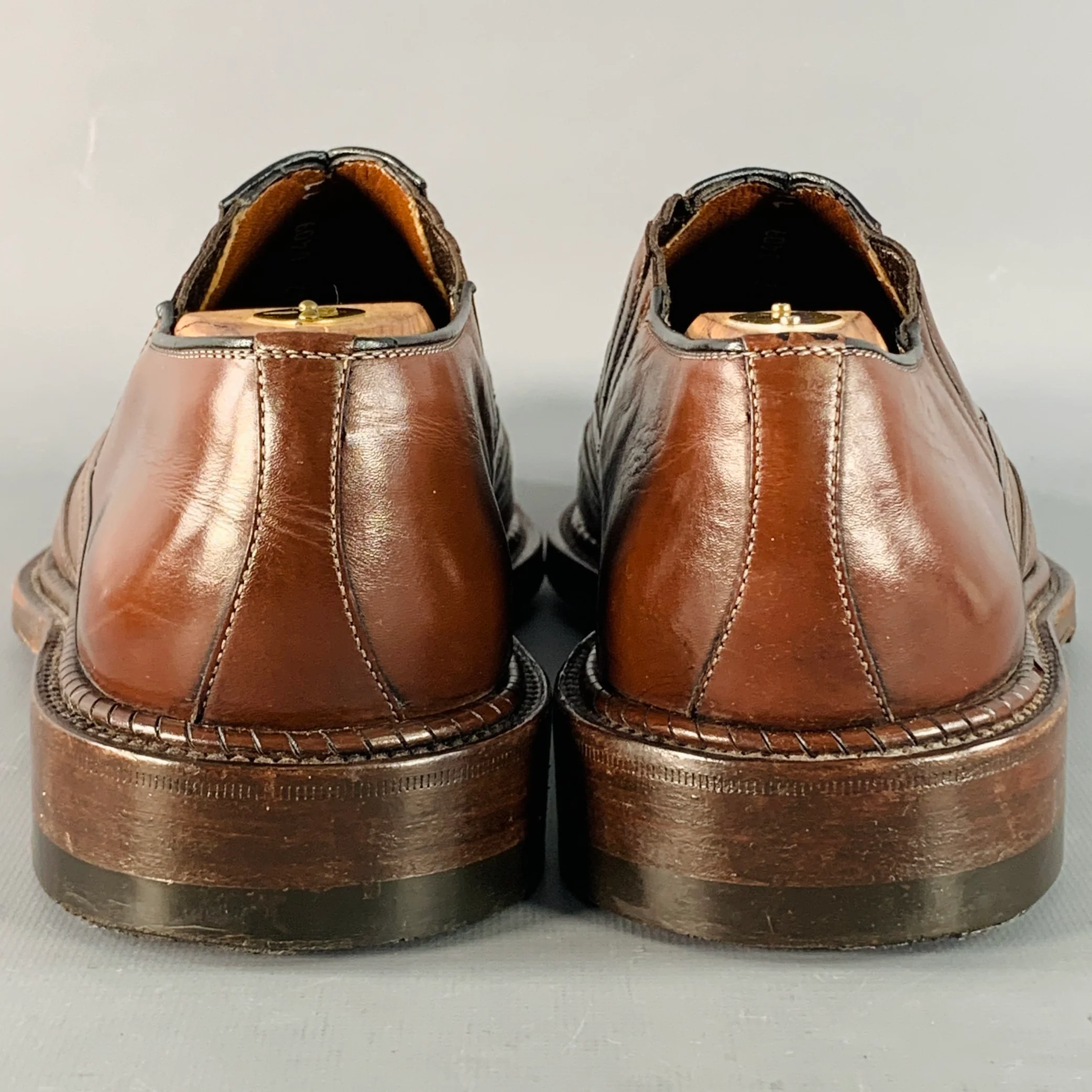A. TESTONI Size 12 Brown Leather Perforated Wingtip Loafers Shoes - Image 3
