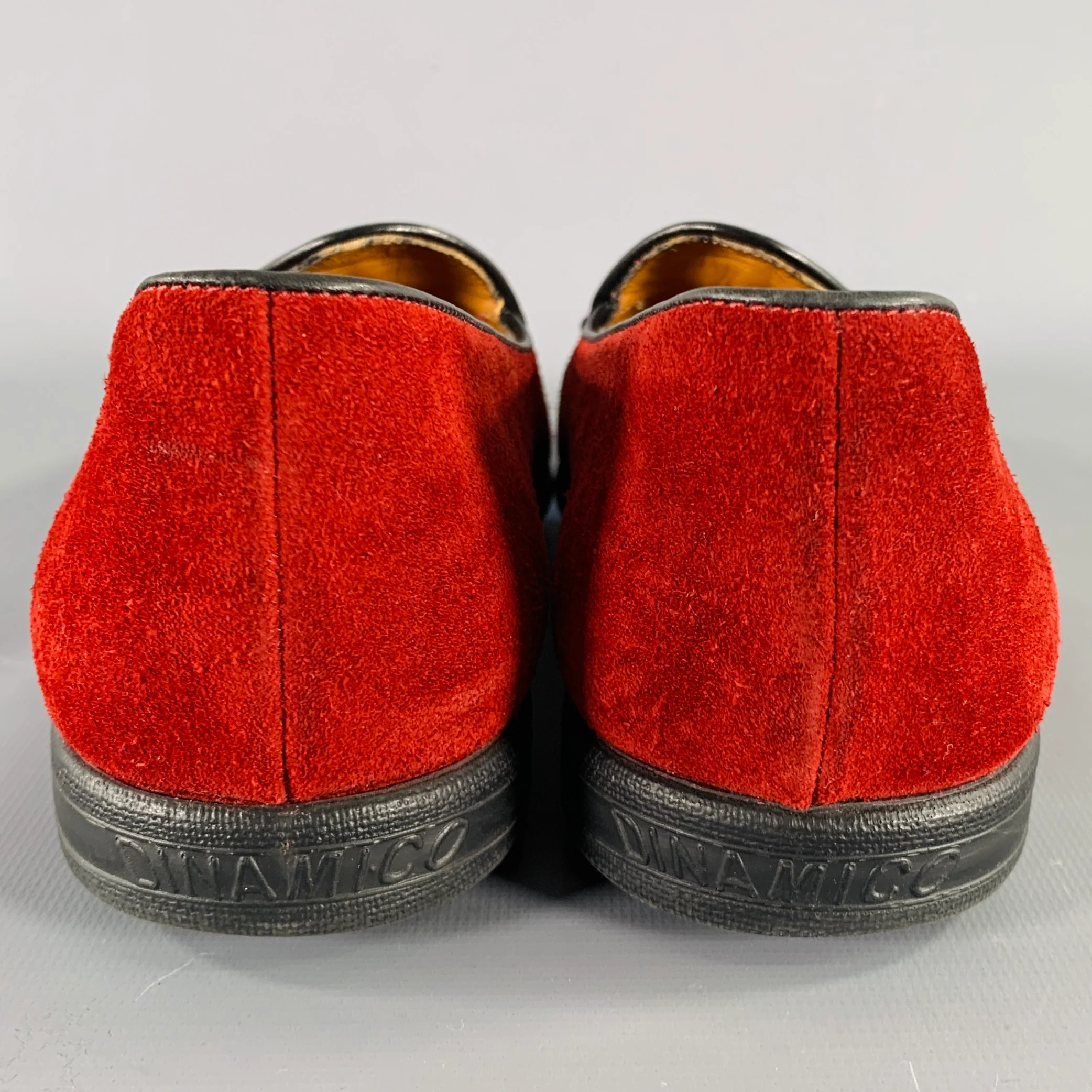 A.TESTONI Size 8 Burgundy Black Contrast Trim Suede Slip On Loafers - Image 3