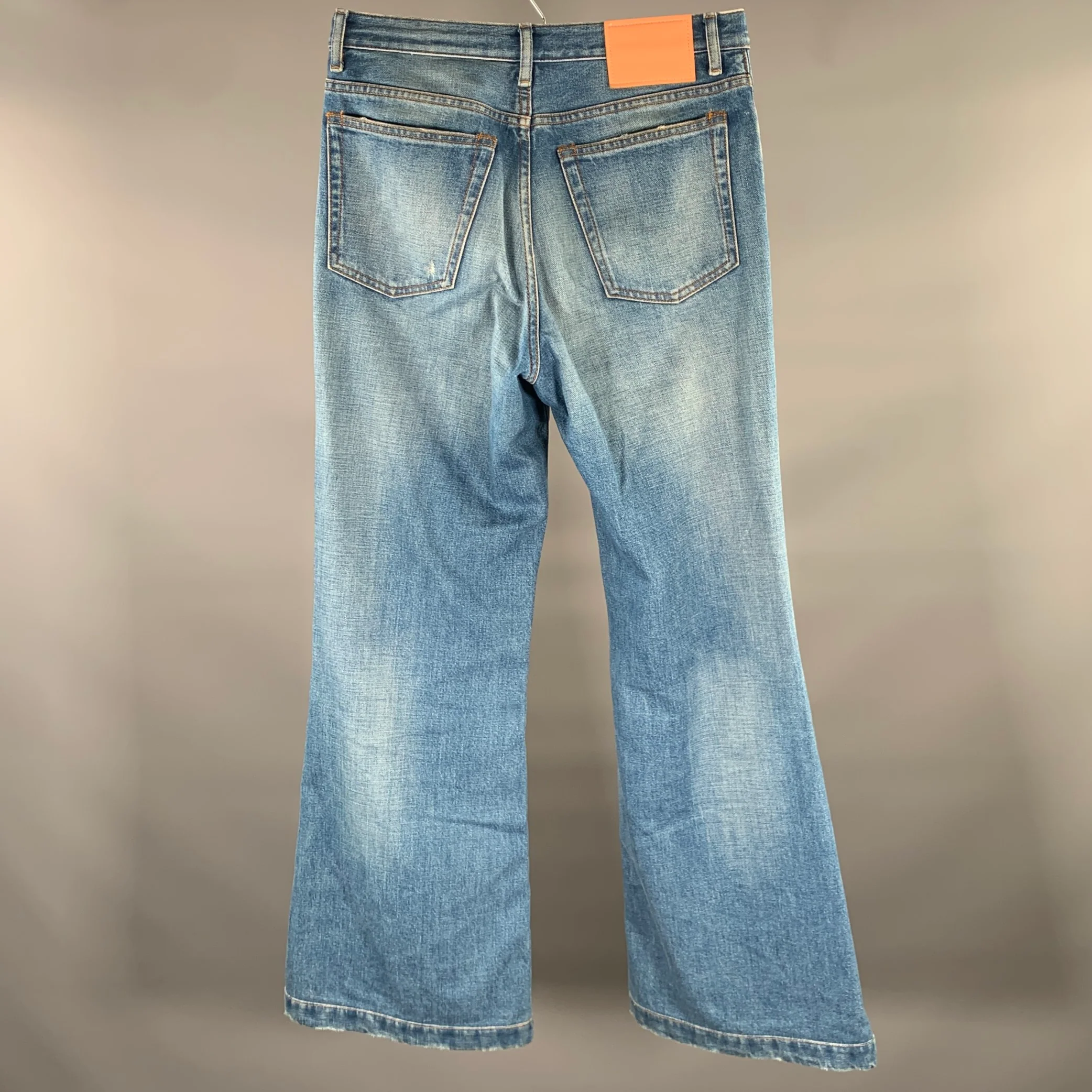 ACNE Size 30 Blue Flare Leg Cotton Button Fly Jeans - Image 3