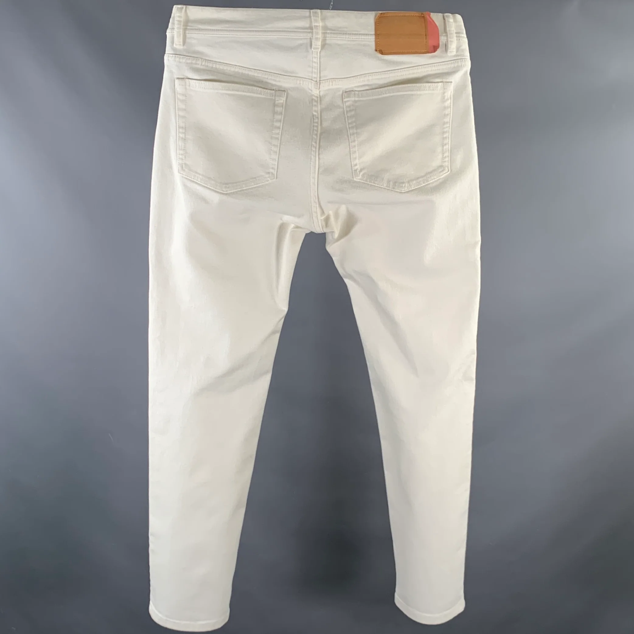 ACNE Size 32 Cream Cotton Blend Jeans - Image 3