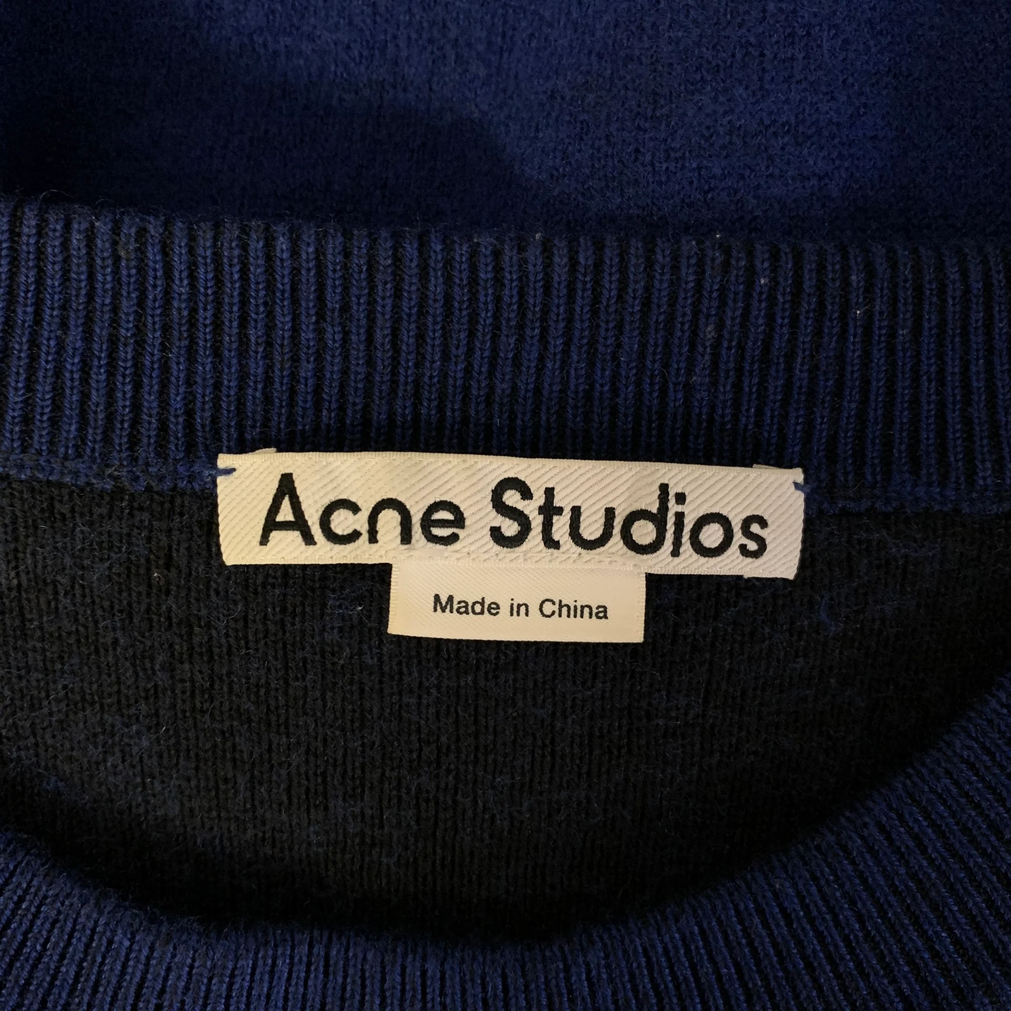ACNE Size M Blue Wool Cotton Pull On Sweater - Image 4