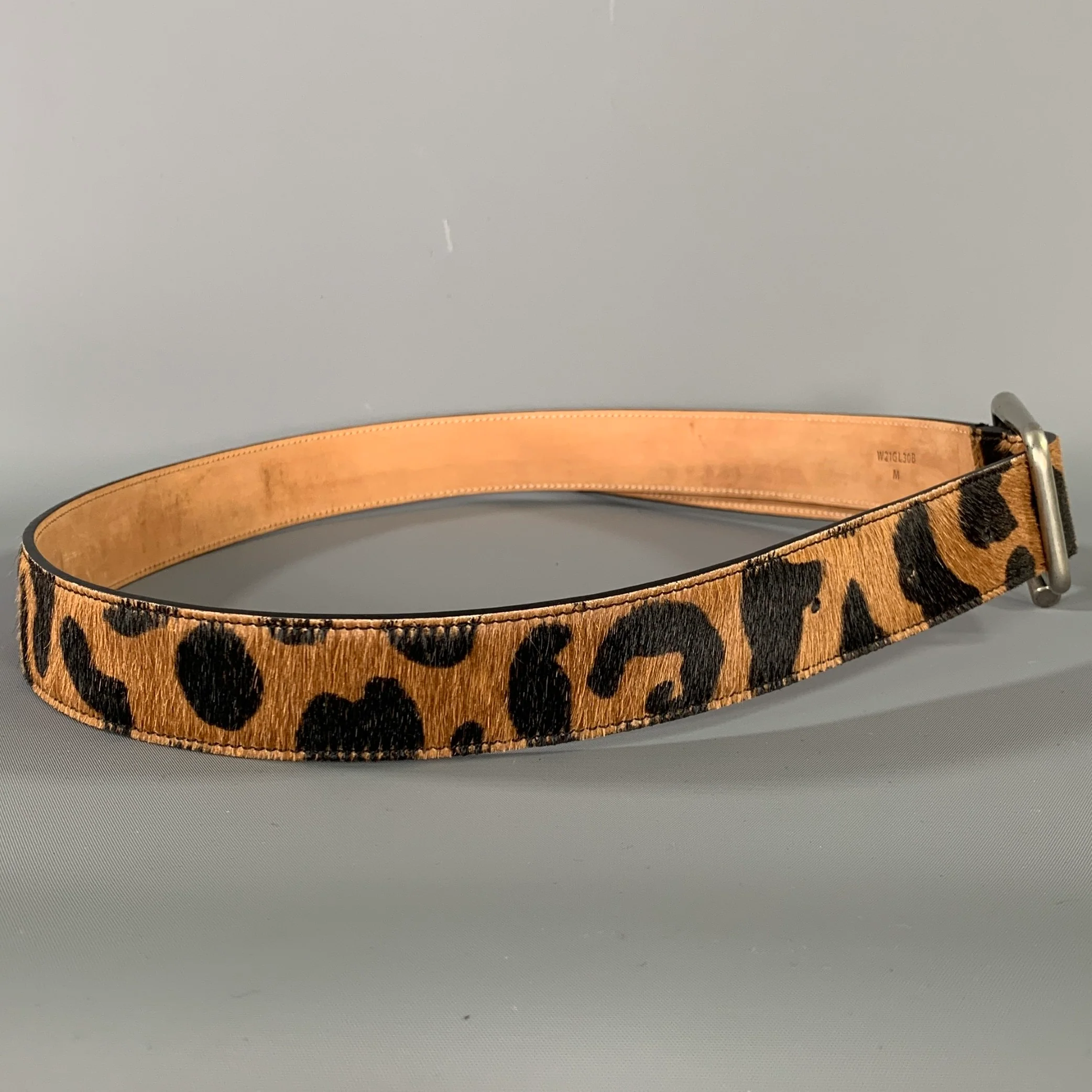 ACNE STUDIOS Brown Black Leopard Pony Leather Belt - Image 3